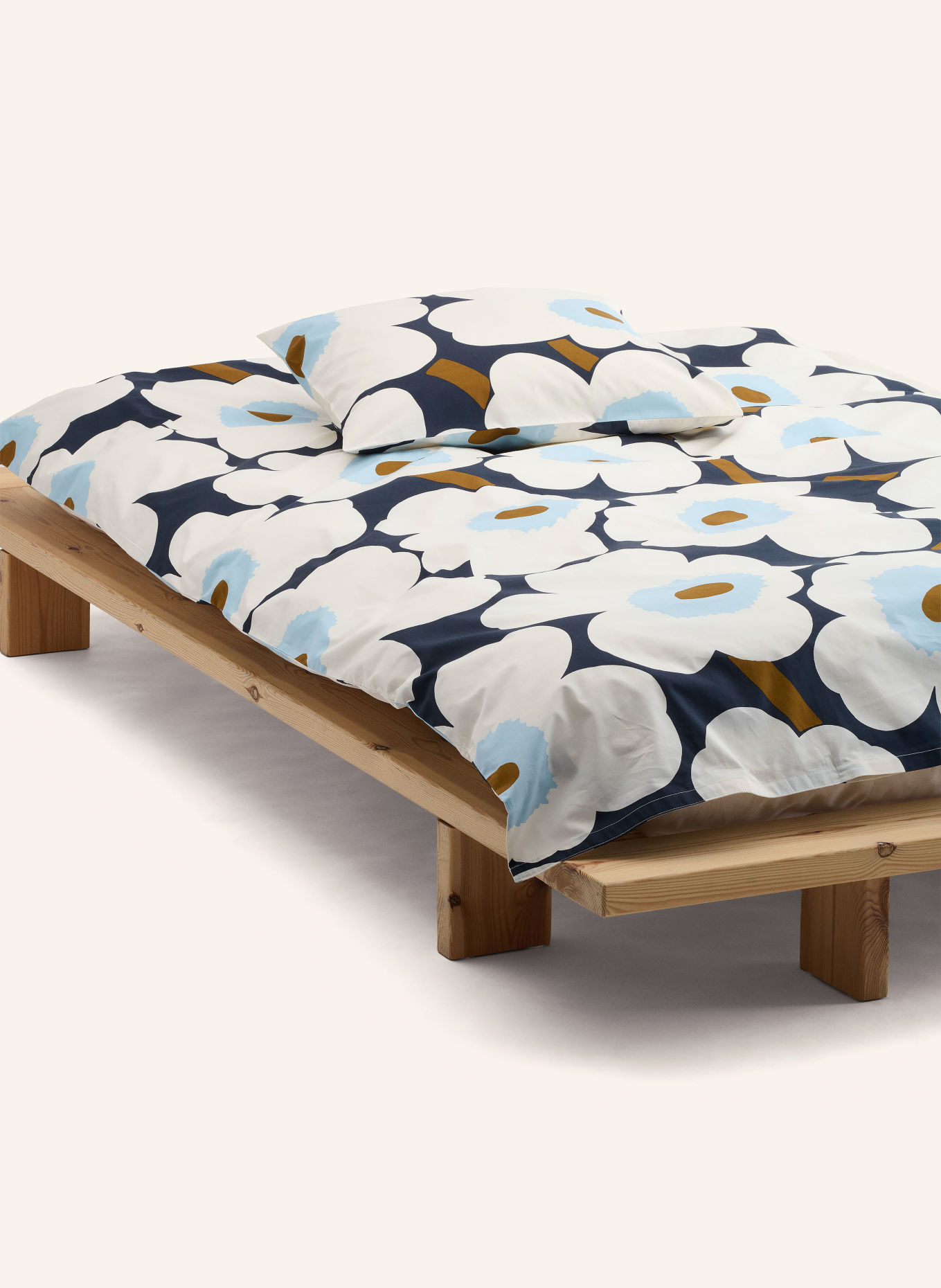 marimekko Bettbezug UNIKKO: HELLBLAU / KHAKI / DUNKELBLAU