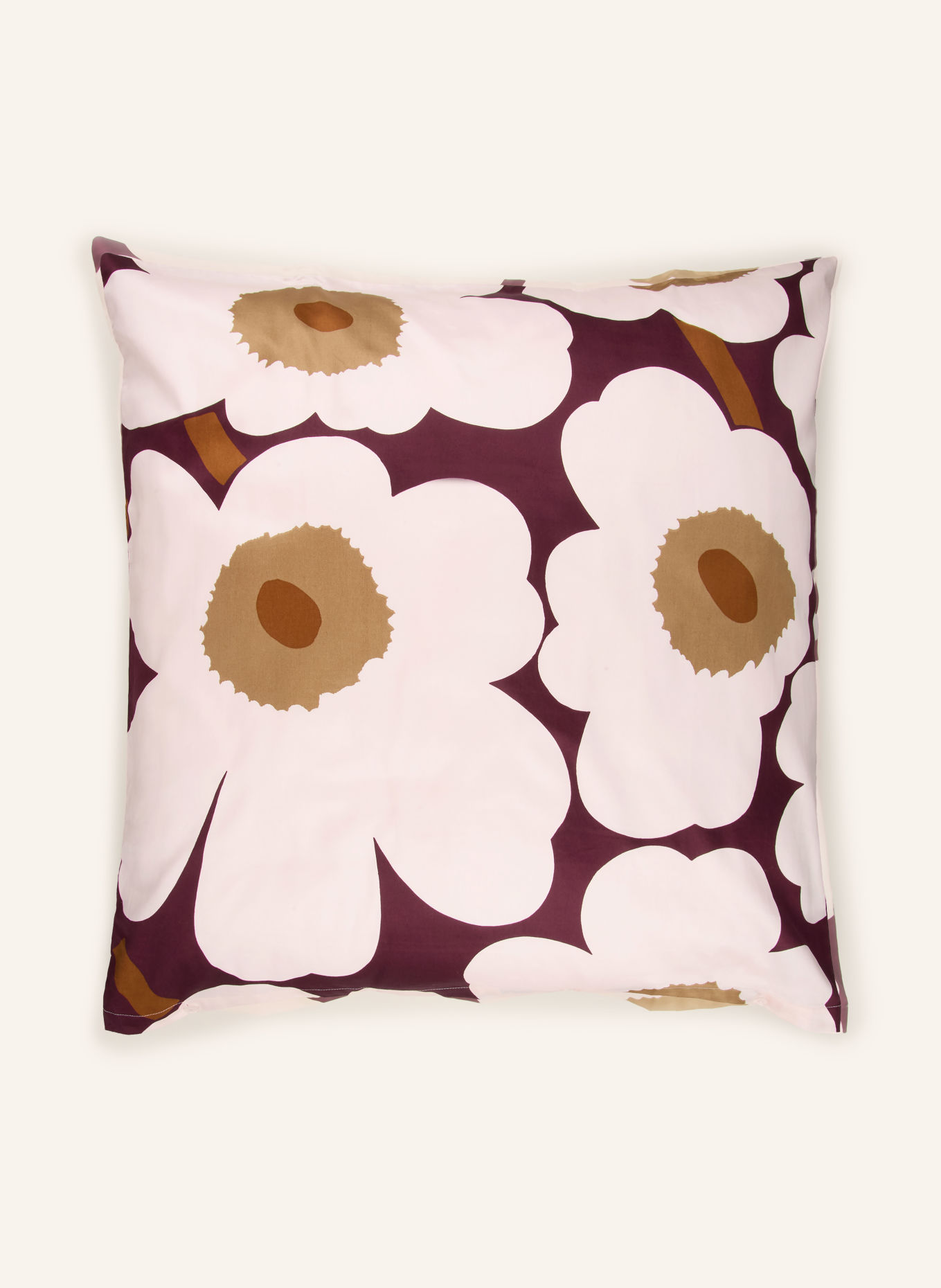 marimekko UNIKKO Pillowcase: ROSE / DARK BROWN