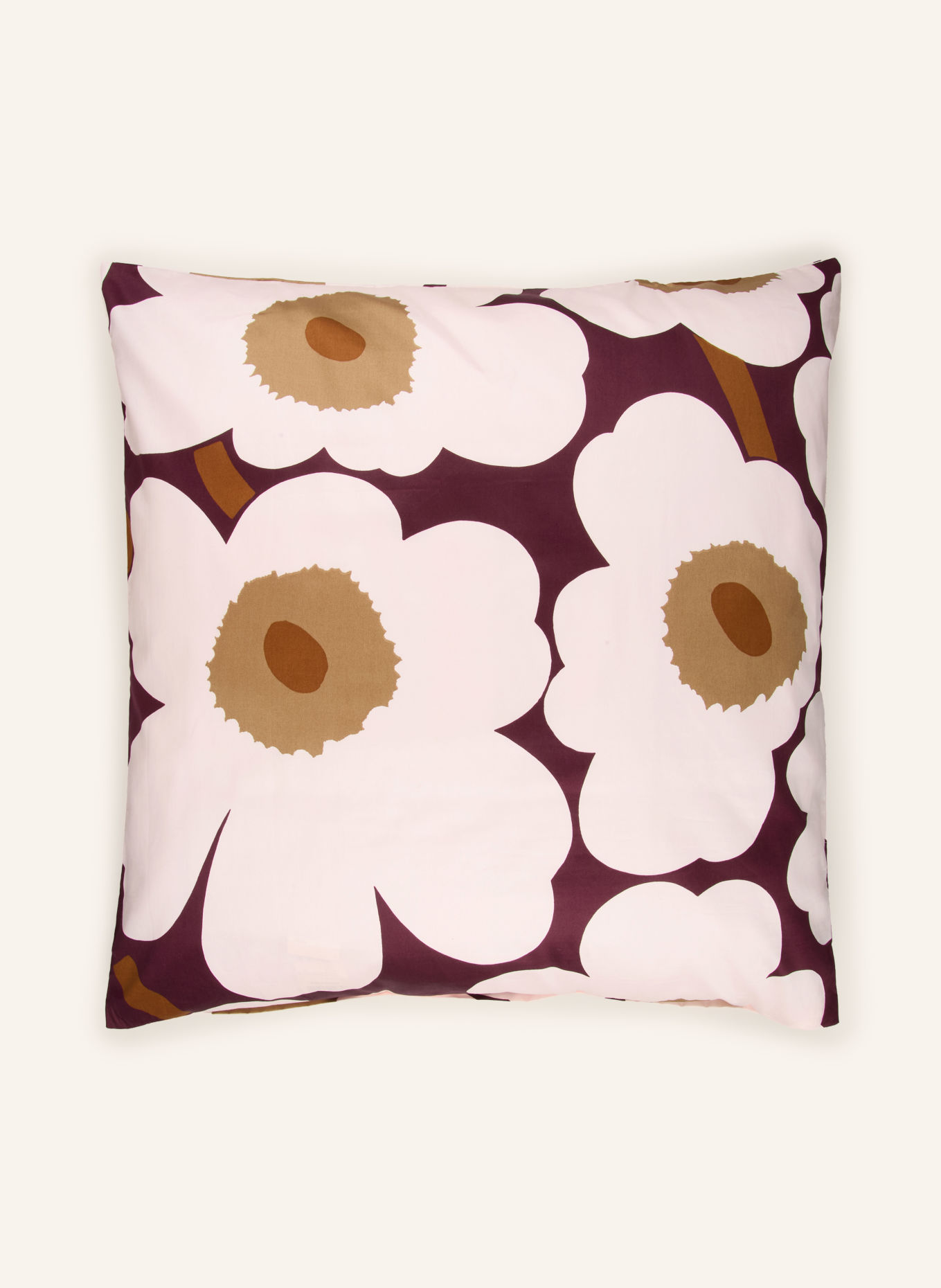 marimekko UNIKKO Pillowcase: ROSE / DARK BROWN