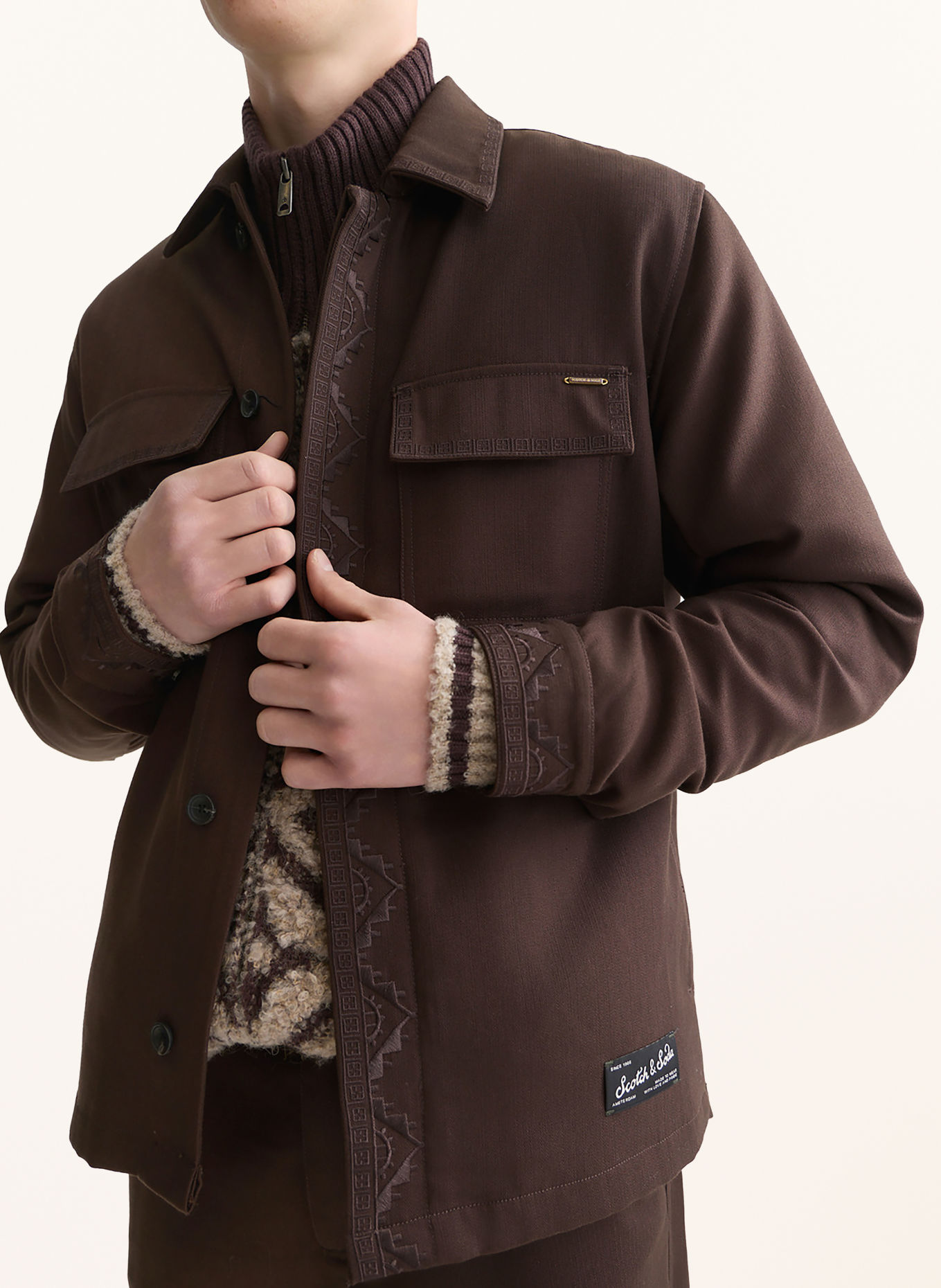 SCOTCH & SODA Overshirt: DARK BROWN