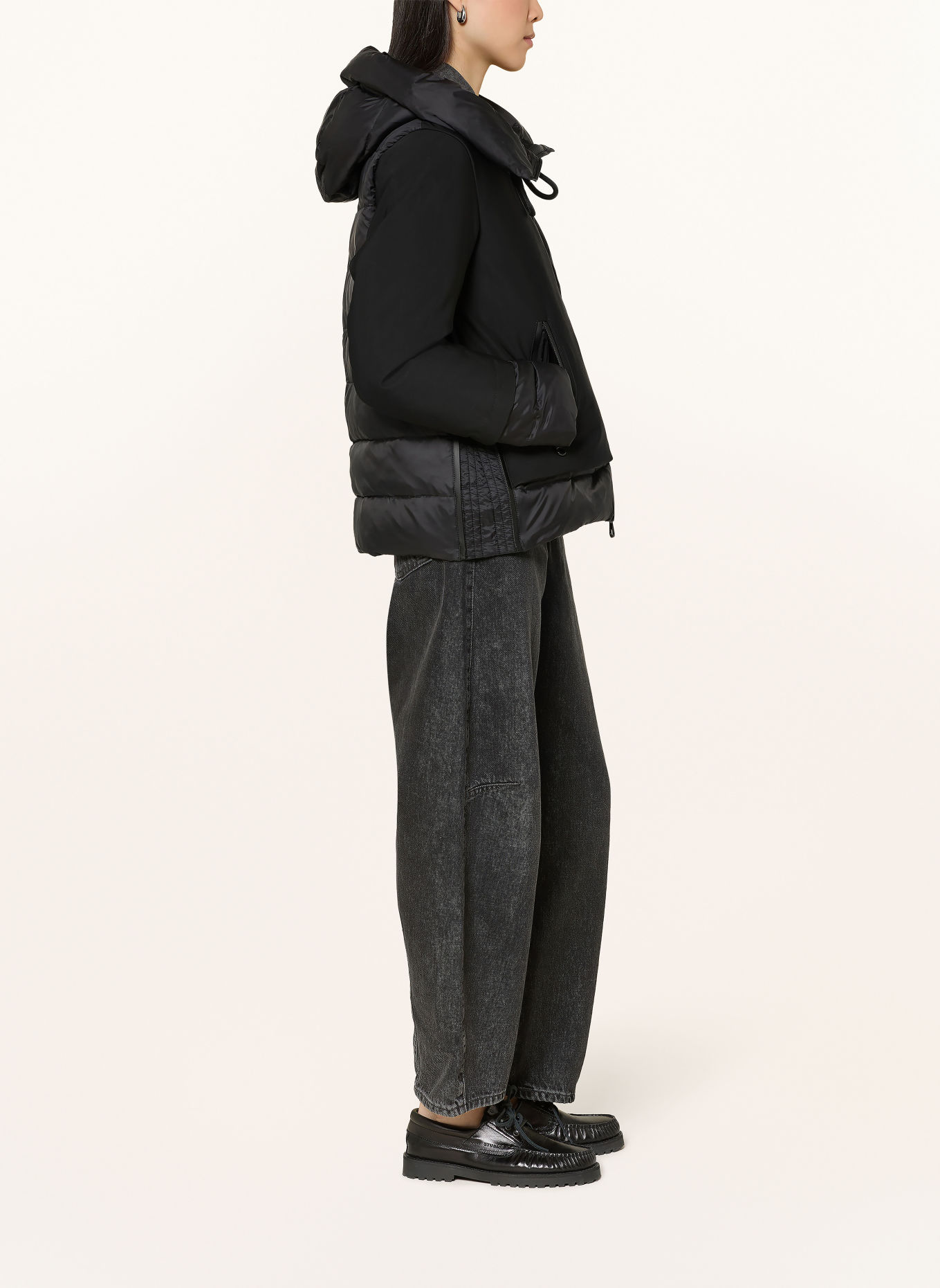 GIL BRET Quilted jacket in a mix of materials: BLACK