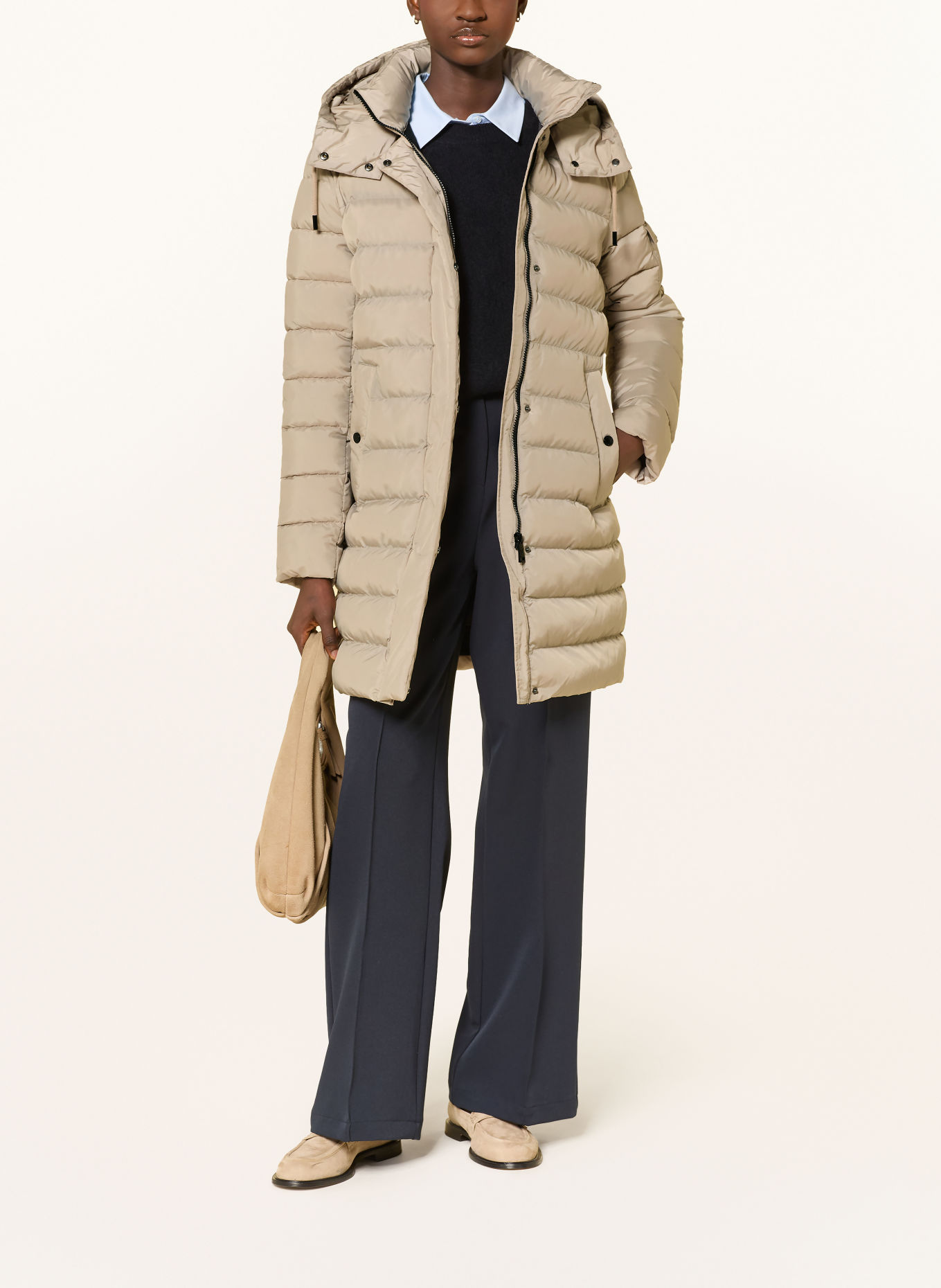 FUCHS SCHMITT BOULDER Quilted Coat with Detachable Hood: BEIGE