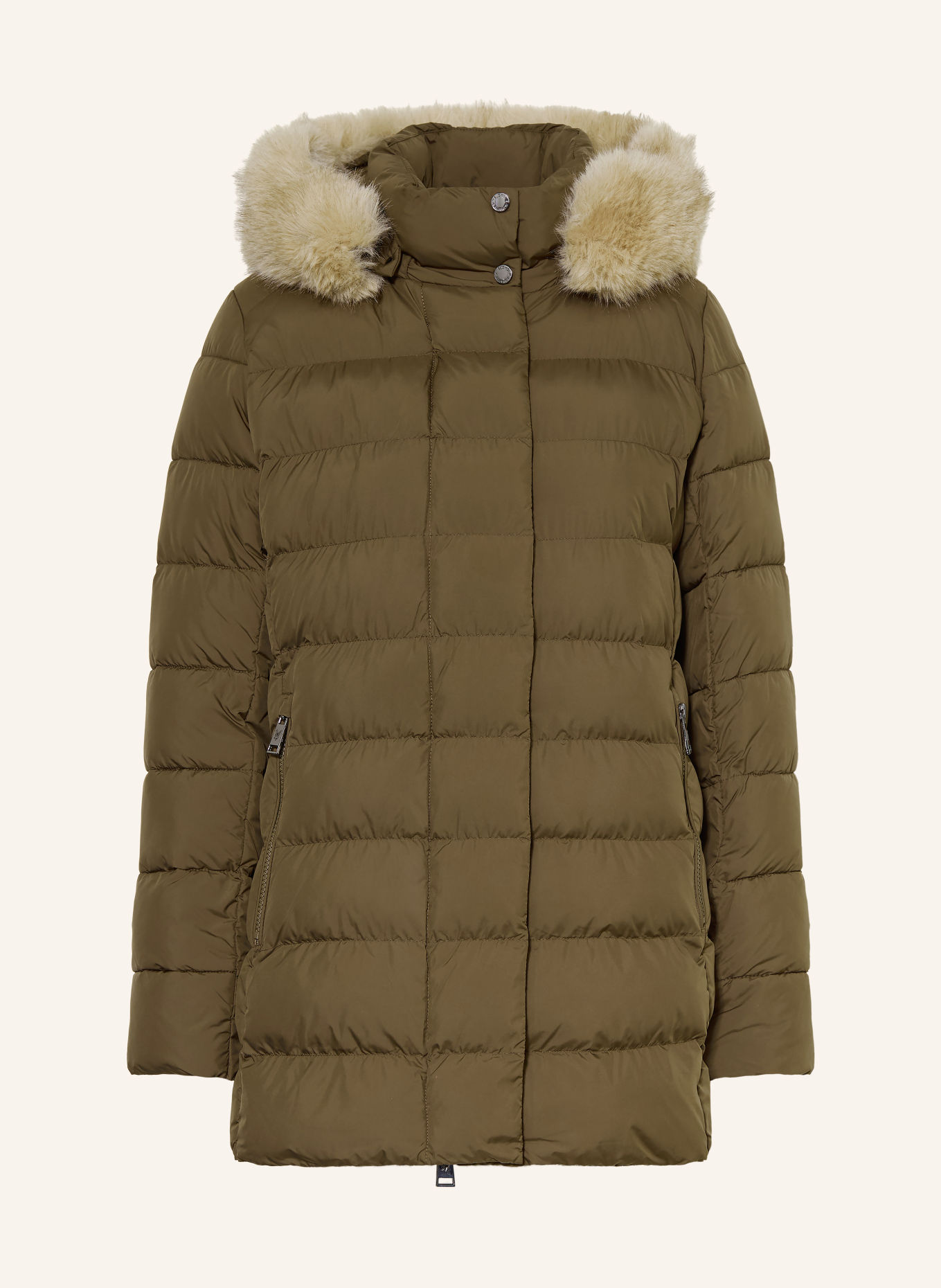 FUCHS SCHMITT LOS ANGELES Quilted Jacket with Detachable Hood: OLIVE / BEIGE