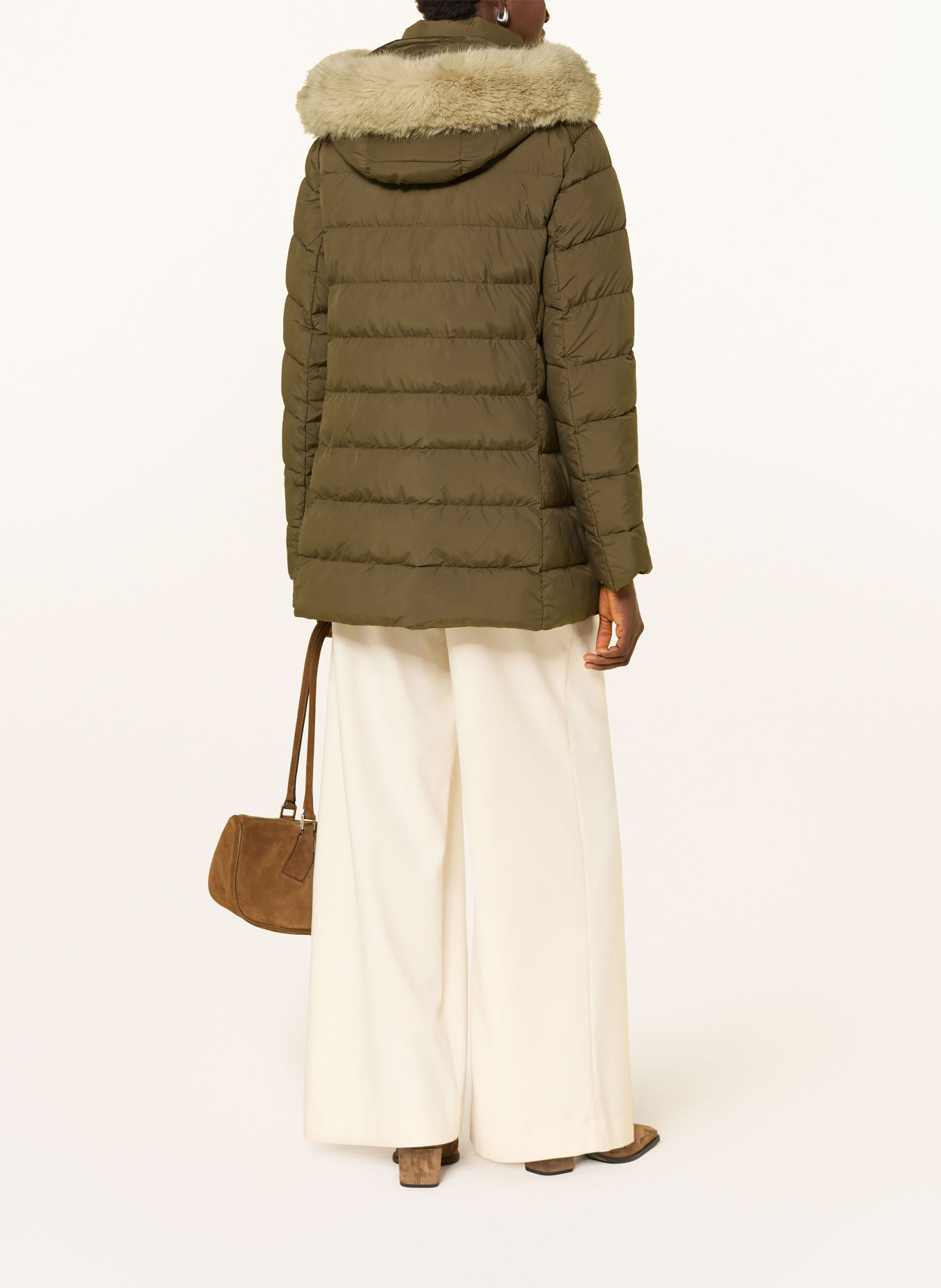 FUCHS SCHMITT LOS ANGELES Quilted Jacket with Detachable Hood: OLIVE / BEIGE