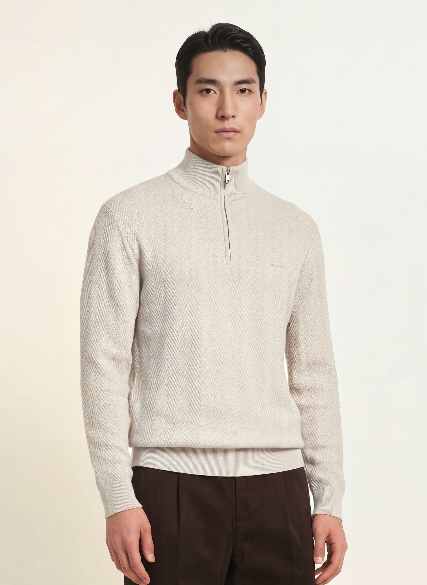 Gant Half-zip sweater: BEIGE
