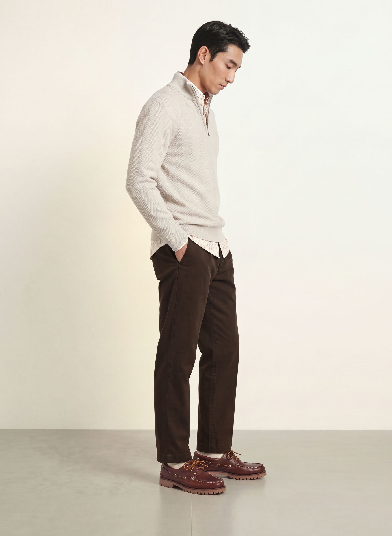 Gant Half-zip sweater: BEIGE