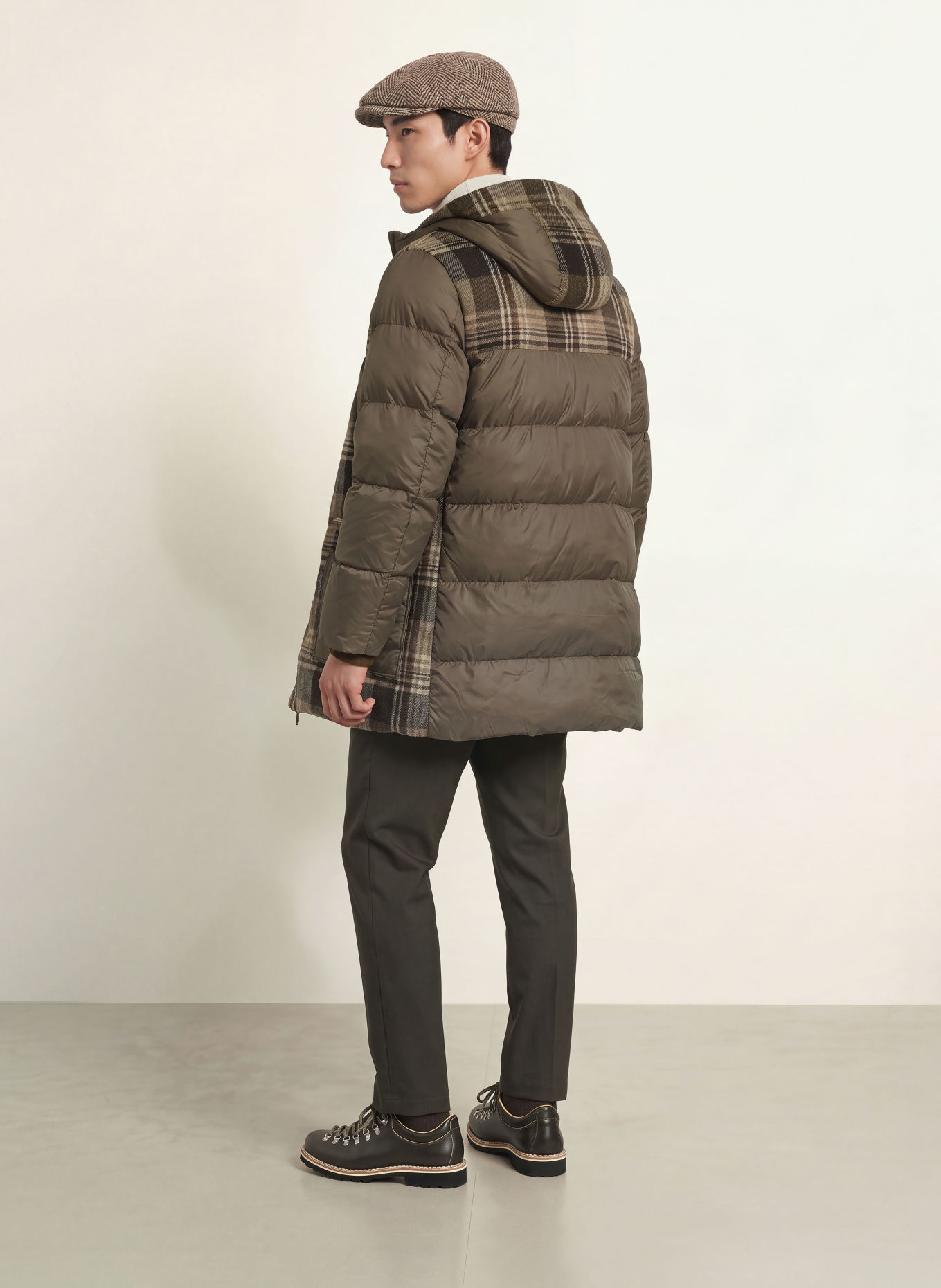 Luis Trenker Steppmantel LUDOVICCO im Materialmix: KHAKI / DUNKELBRAUN