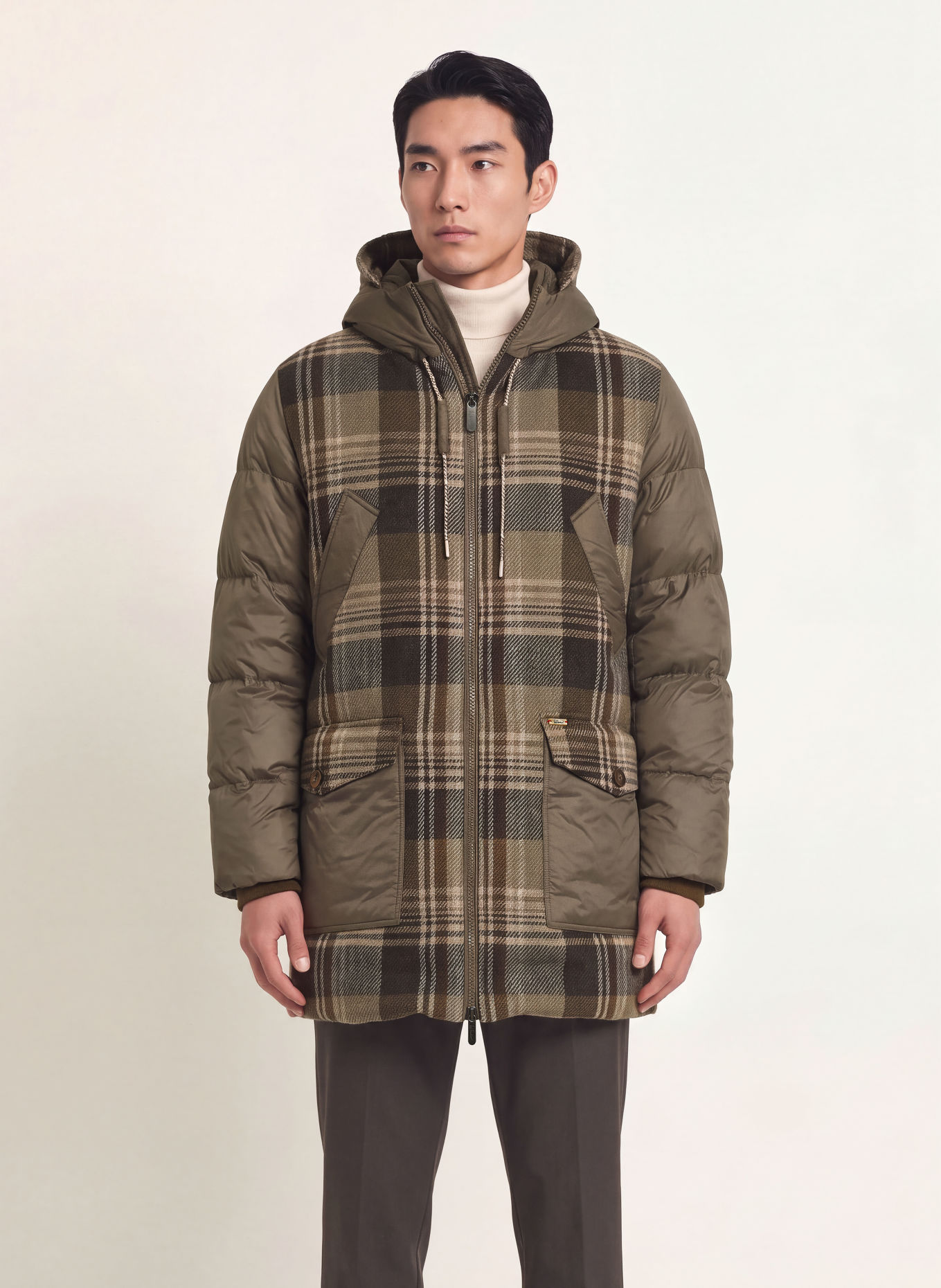 Luis Trenker Steppmantel LUDOVICCO im Materialmix: KHAKI / DUNKELBRAUN