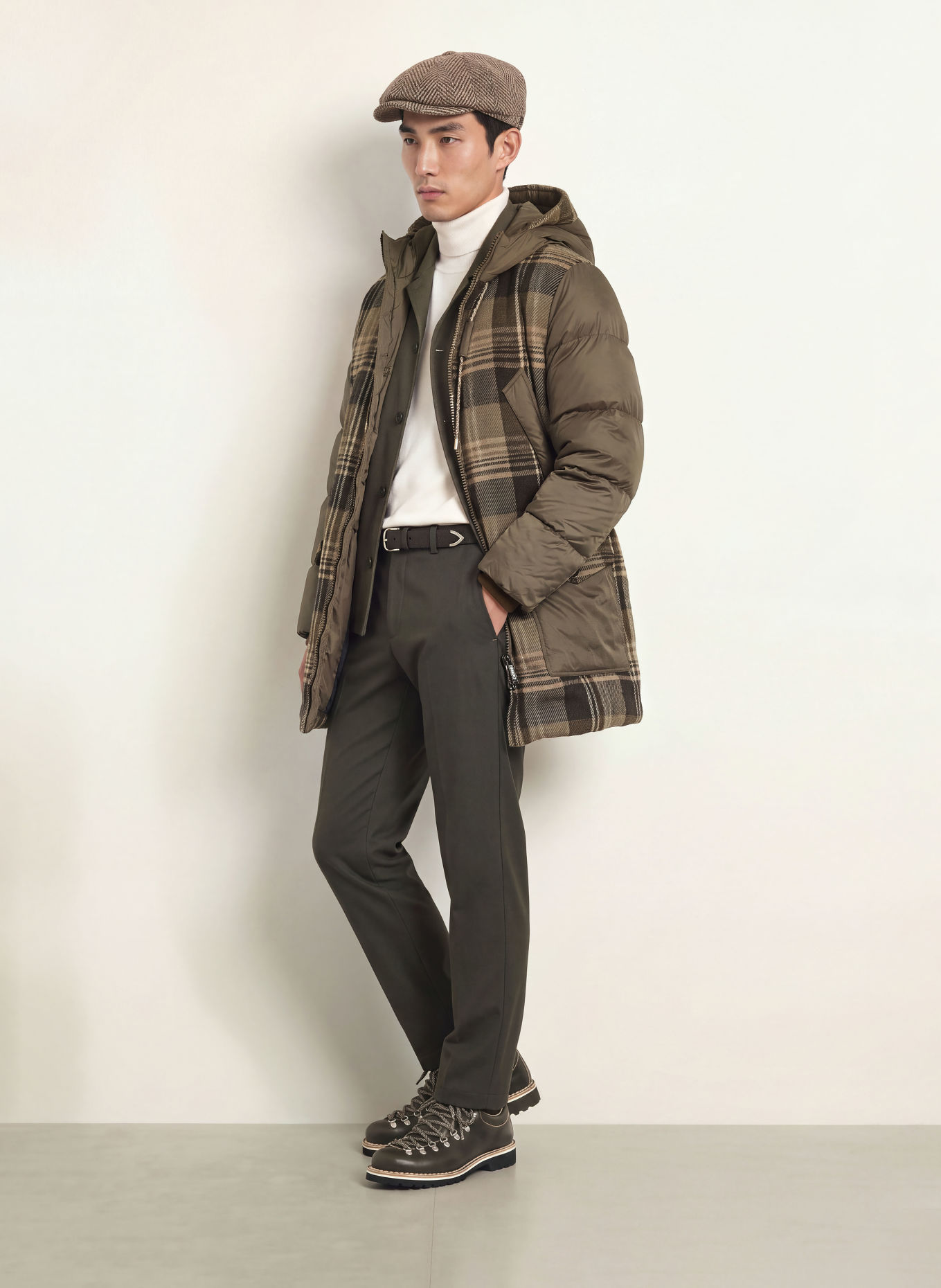 Luis Trenker Steppmantel LUDOVICCO im Materialmix: KHAKI / DUNKELBRAUN