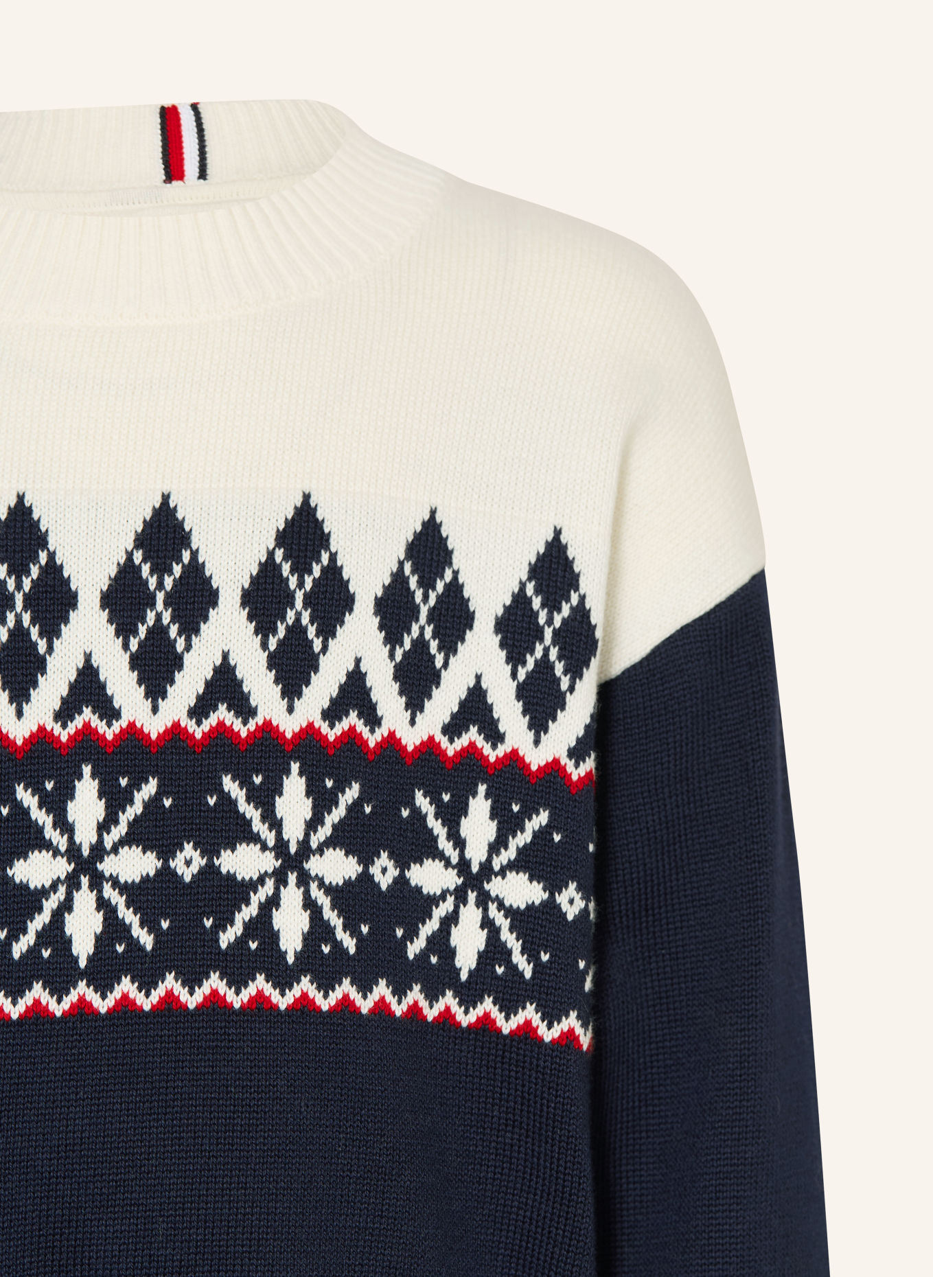 TOMMY HILFIGER Pull: BLEU FONCÉ / CRÈME / ROUGE