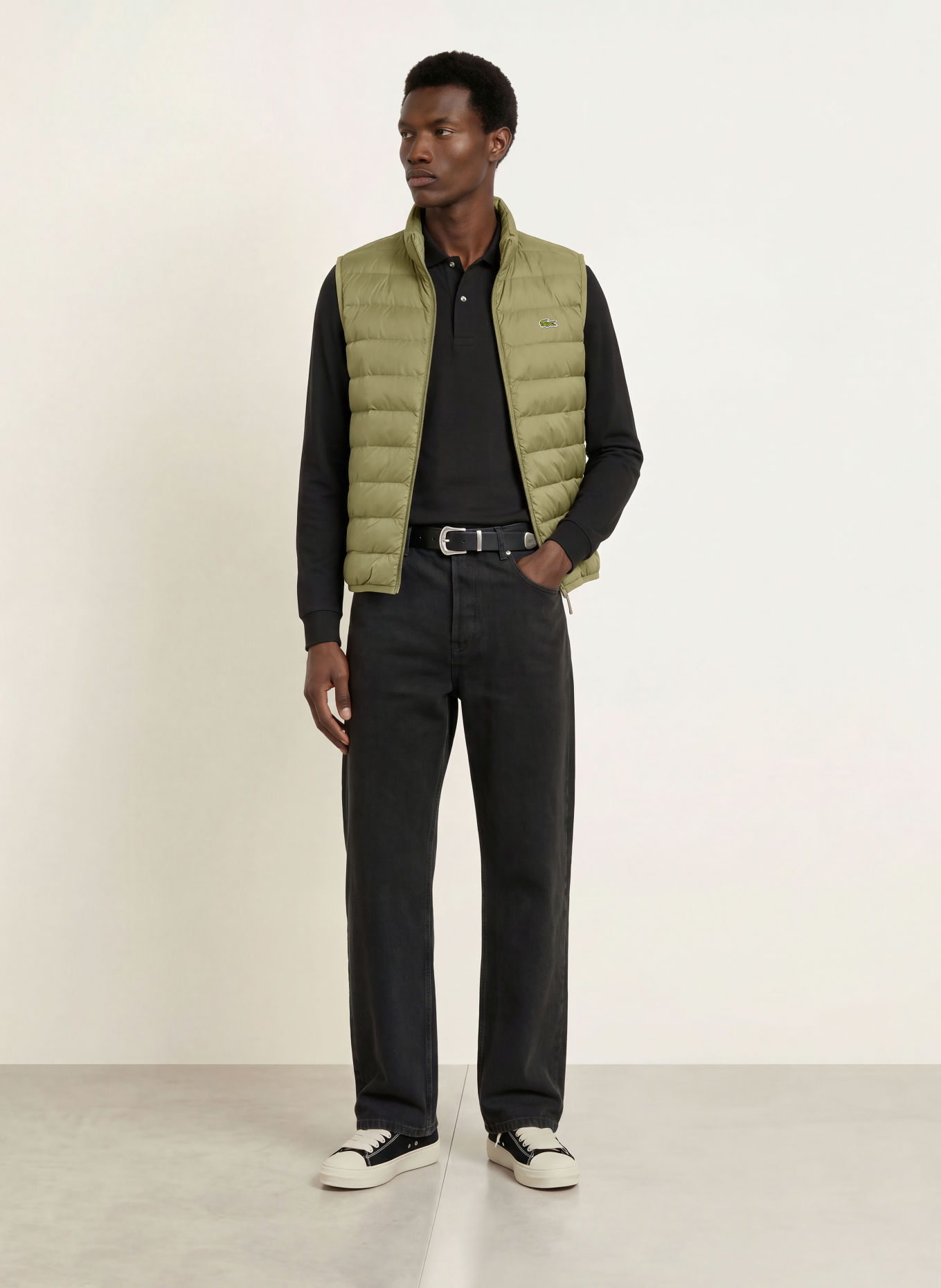 LACOSTE Quilted vest: OLIVE