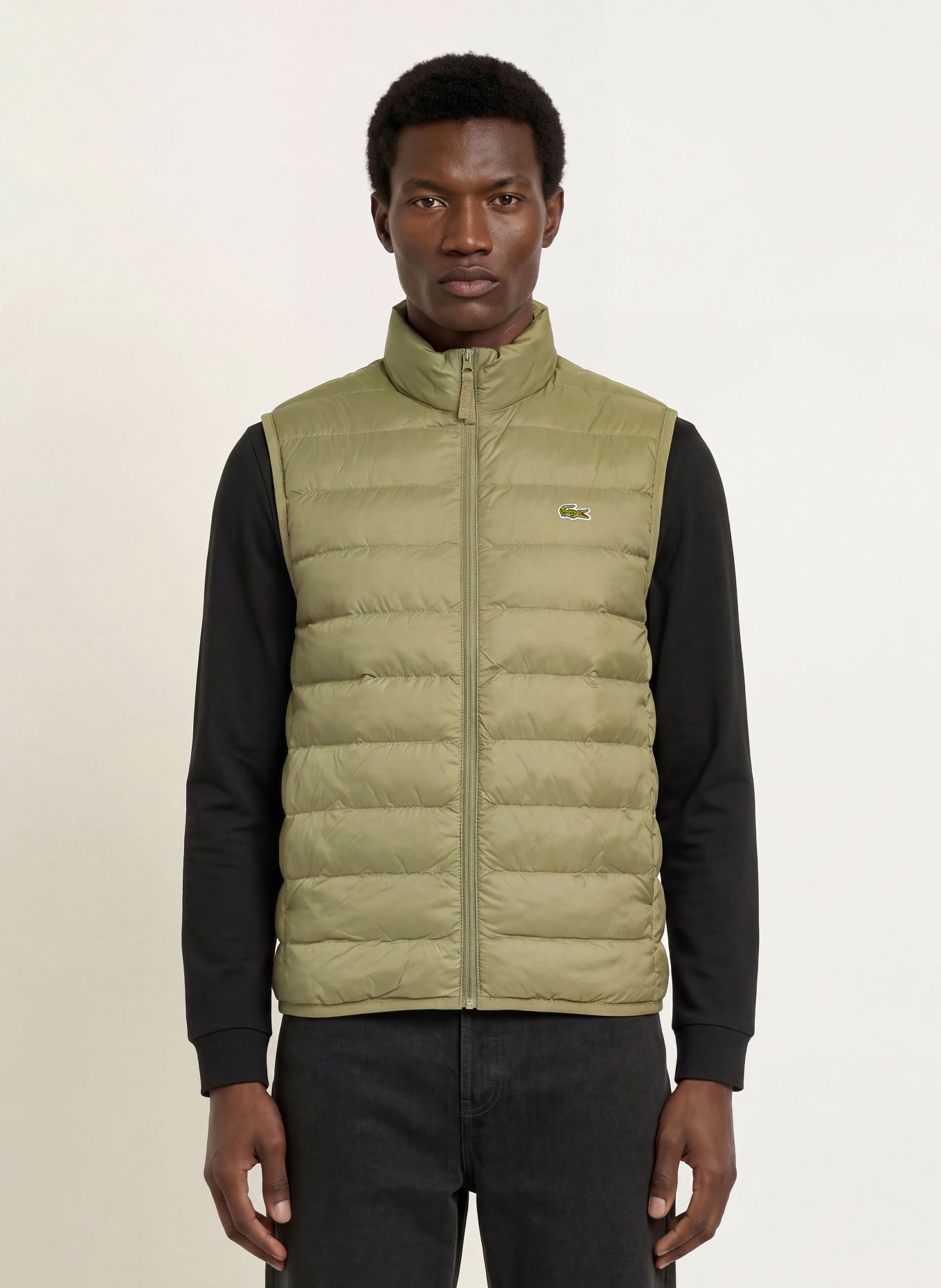 LACOSTE Quilted vest: OLIVE