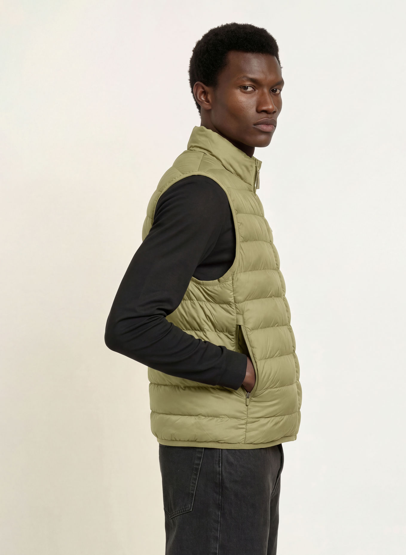 LACOSTE Quilted vest: OLIVE