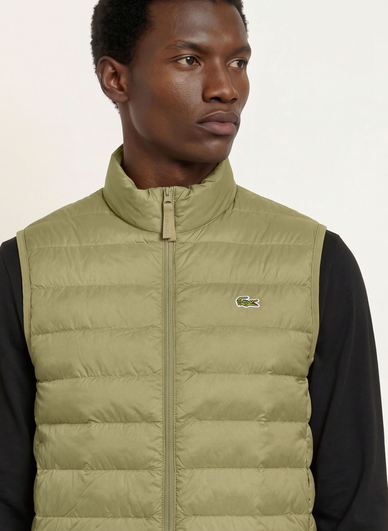 LACOSTE Quilted vest: OLIVE