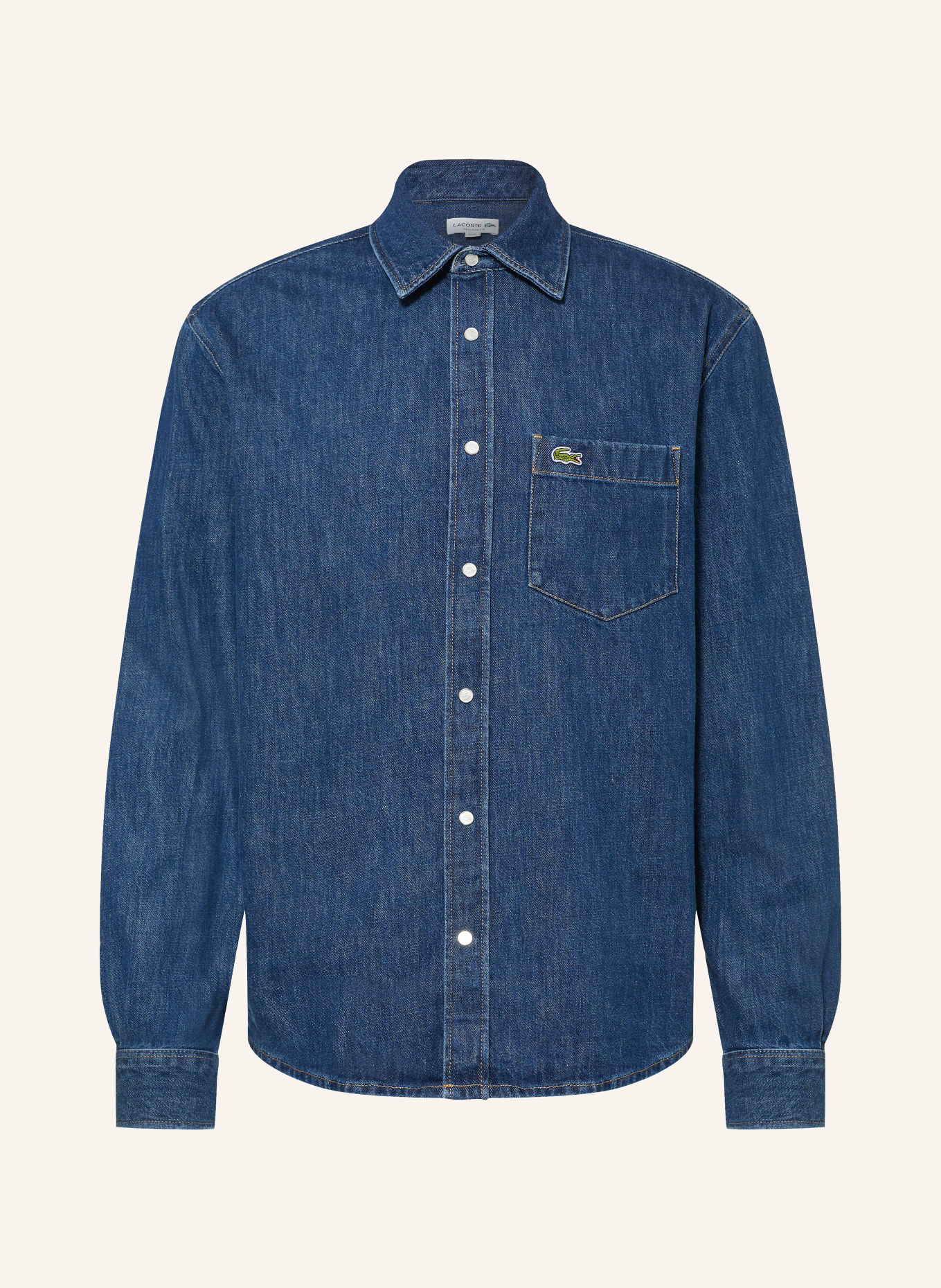 LACOSTE Regular-Fit Denim Shirt: BLUE