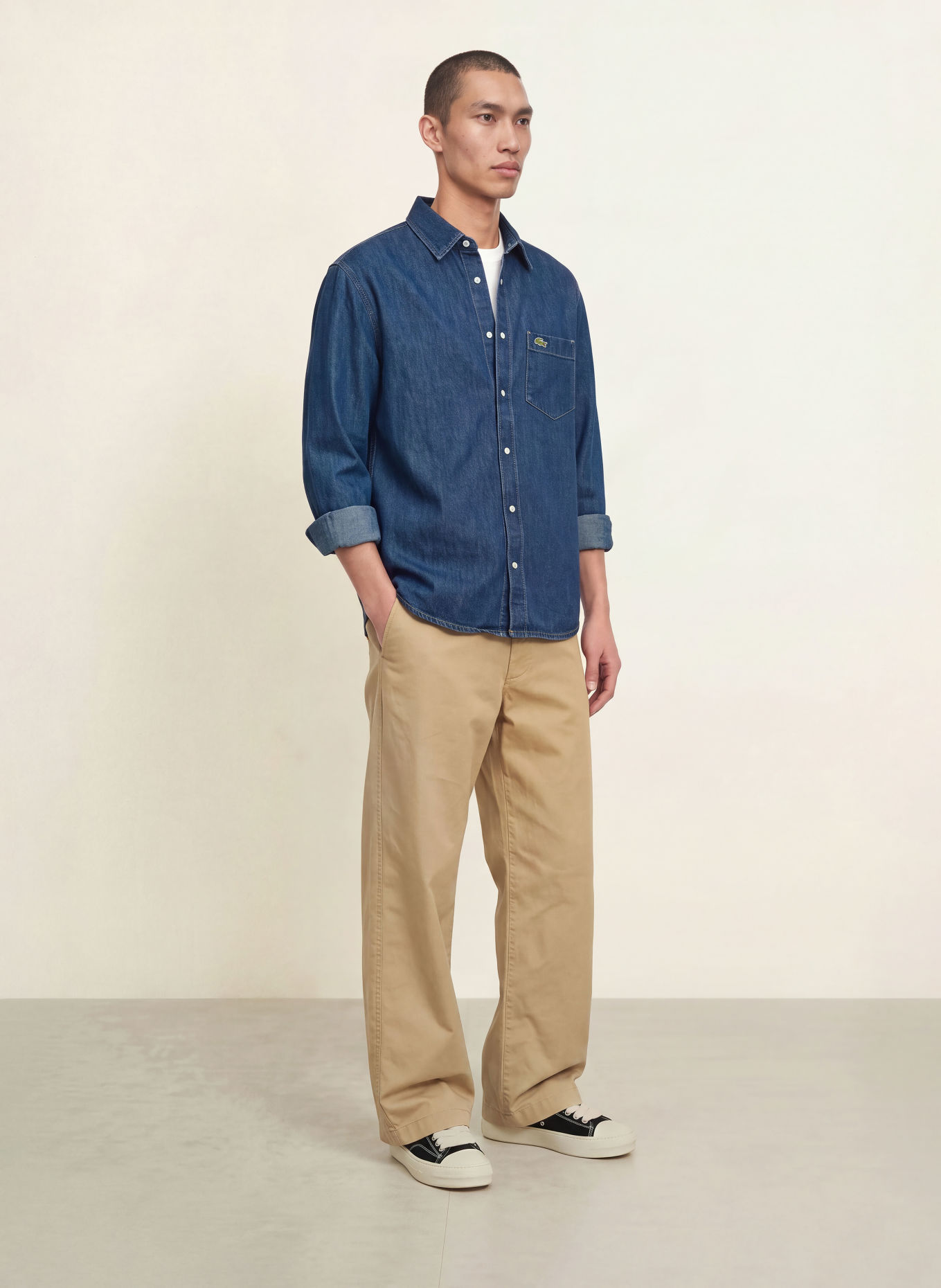LACOSTE Regular-Fit Denim Shirt: BLUE