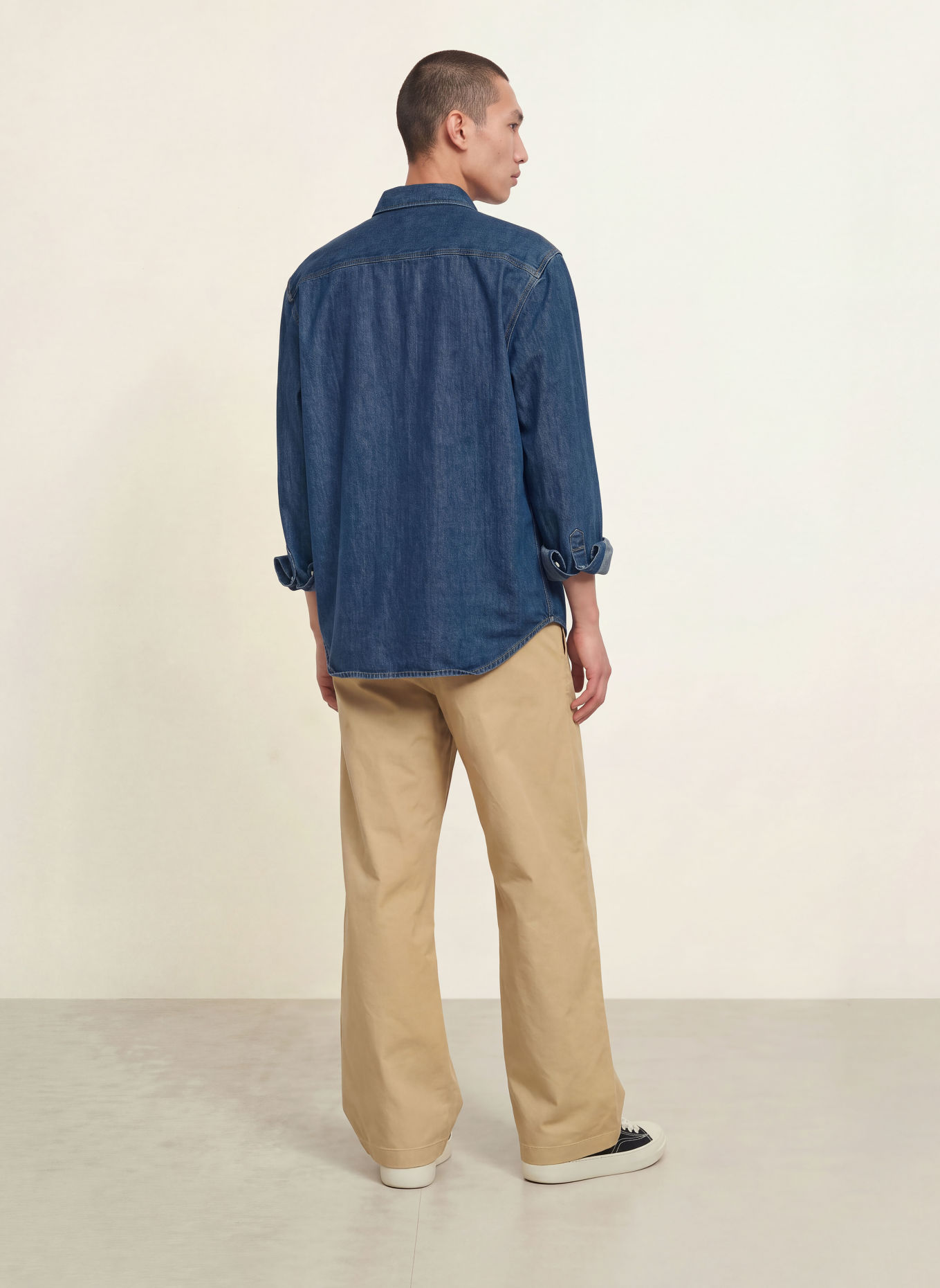 LACOSTE Regular-Fit Denim Shirt: BLUE