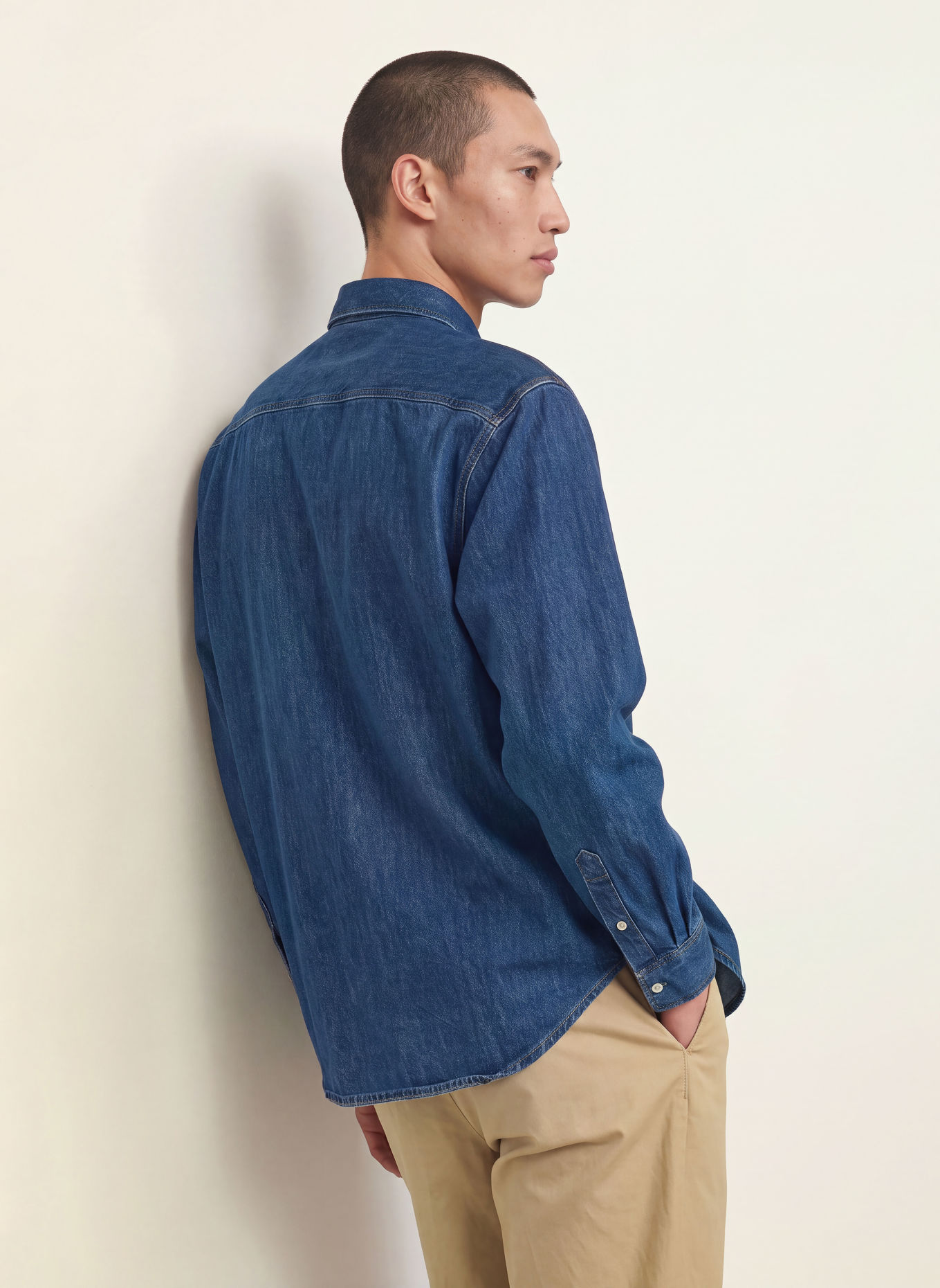 LACOSTE Regular-Fit Denim Shirt: BLUE