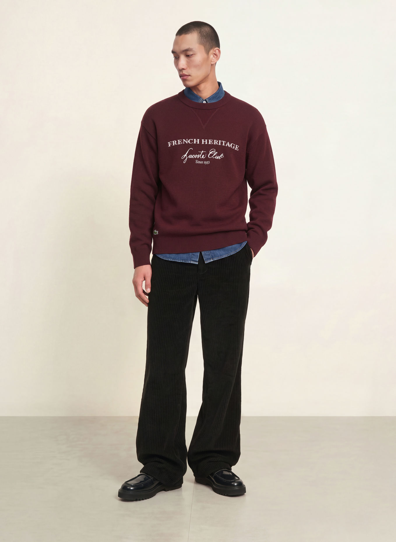 LACOSTE Relaxed-Fit Cord Pants: BLACK