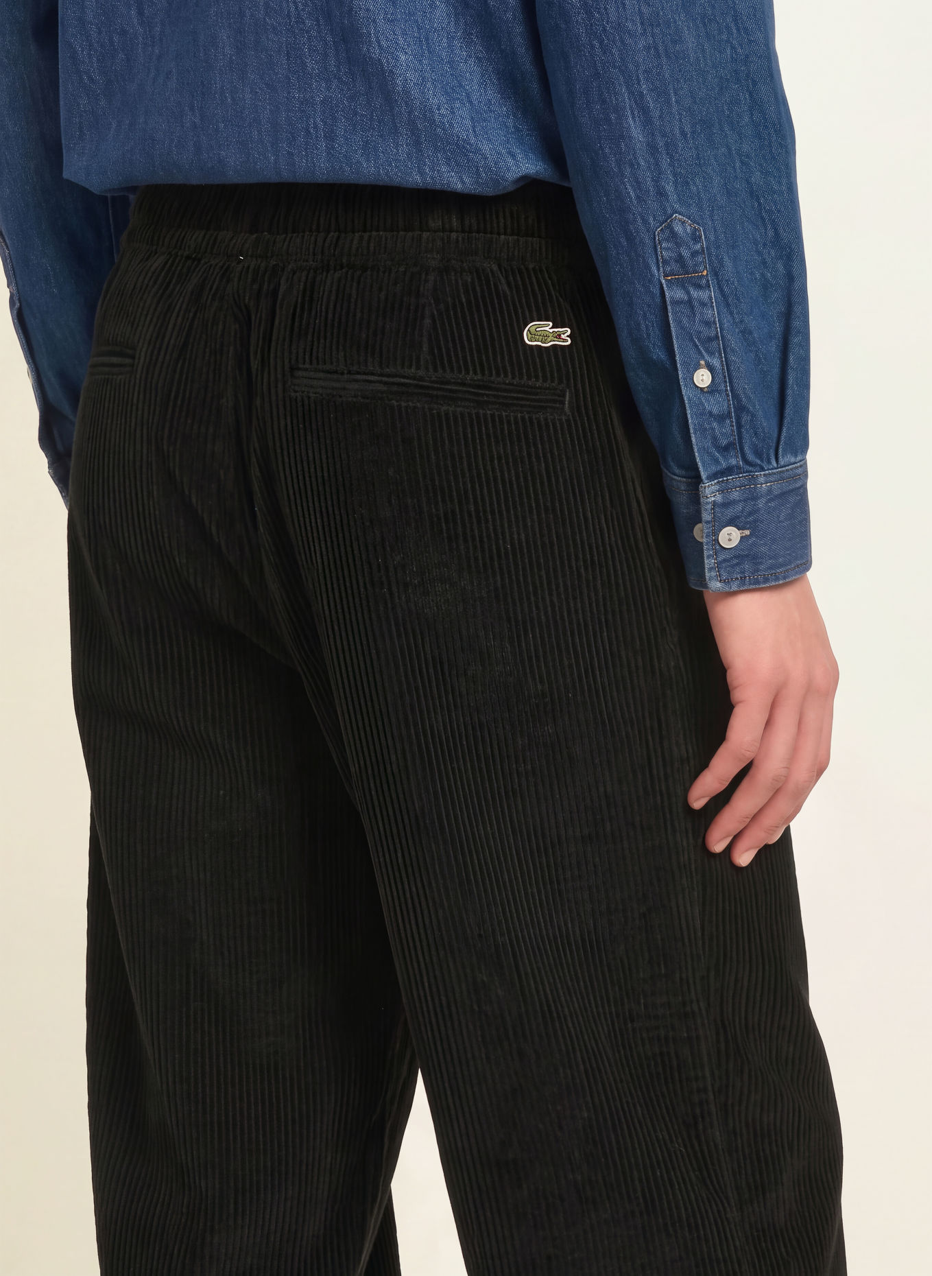 LACOSTE Relaxed-Fit Cord Pants: BLACK