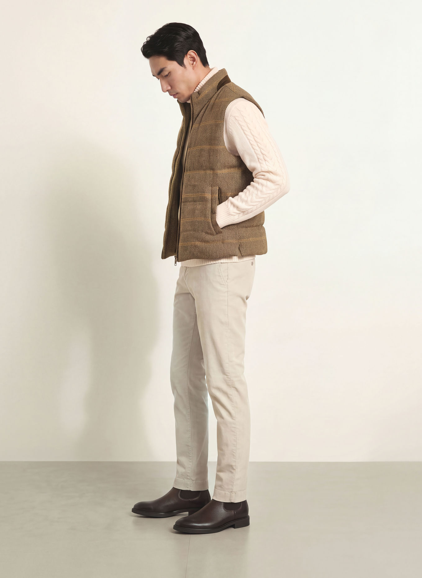 HACKETT LONDON Gilet matelassé: MARRON / COGNAC / BEIGE