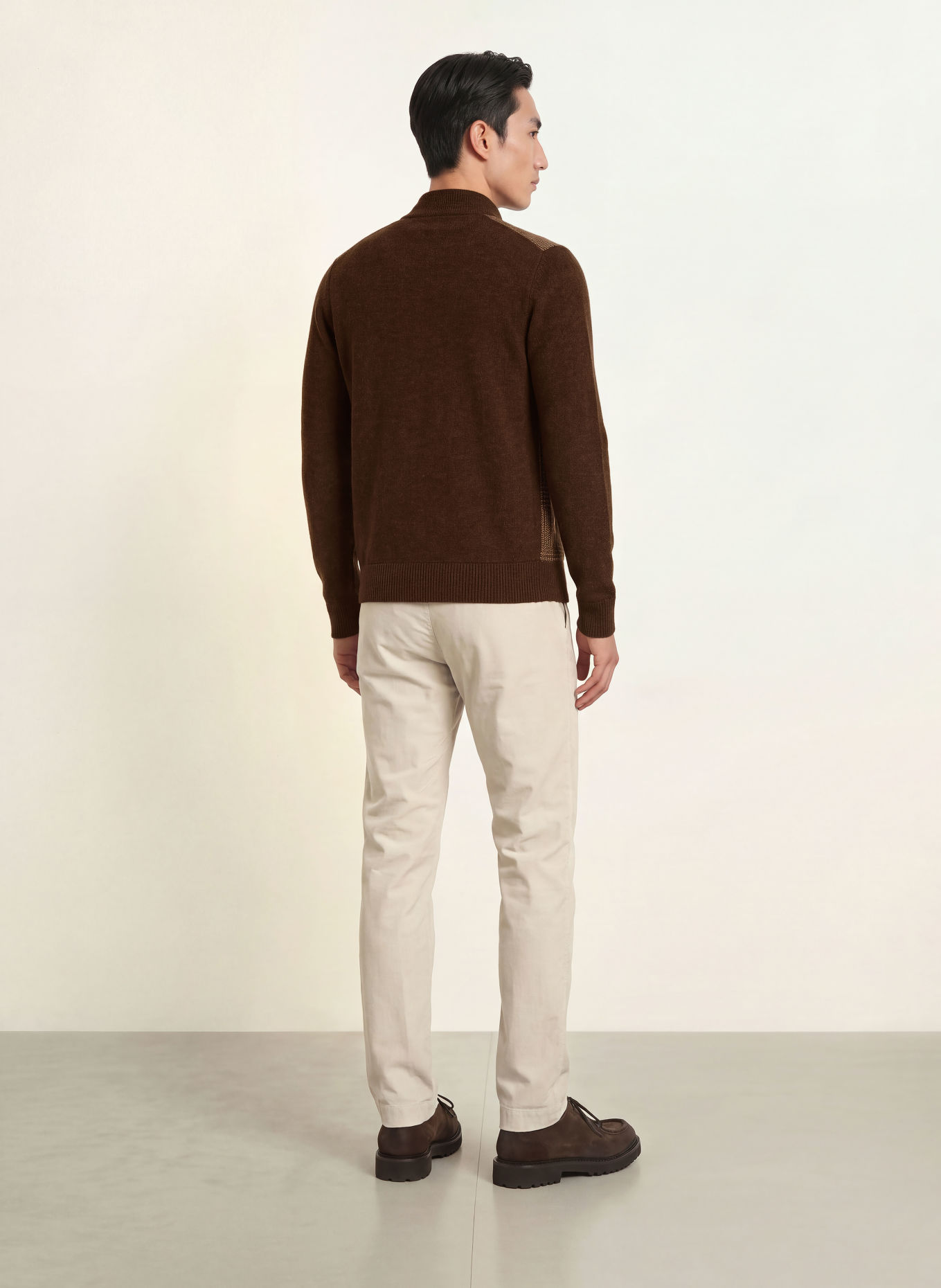 HACKETT LONDON Strickjacke im Materialmix: DUNKELBRAUN / HELLBRAUN / GRÜN