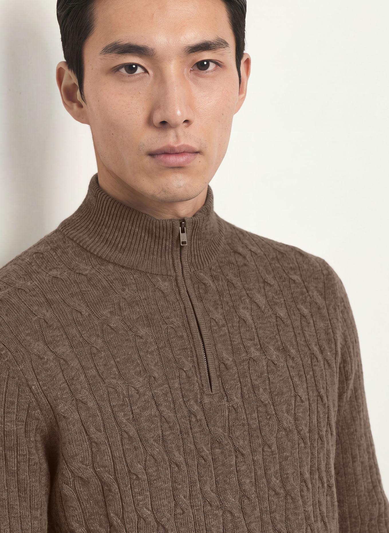 HACKETT LONDON Half-zip sweater: TAUPE