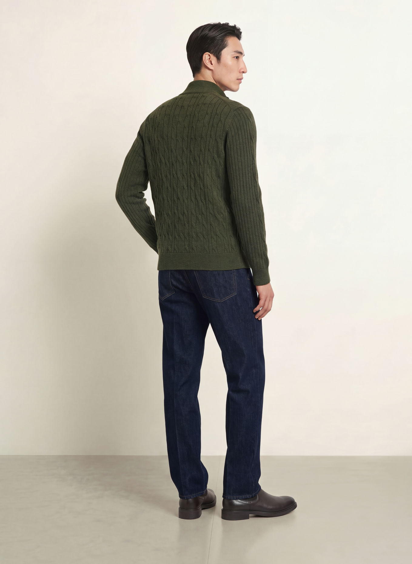 HACKETT LONDON Pulover cu guler înalt: VERDE ÎNCHIS