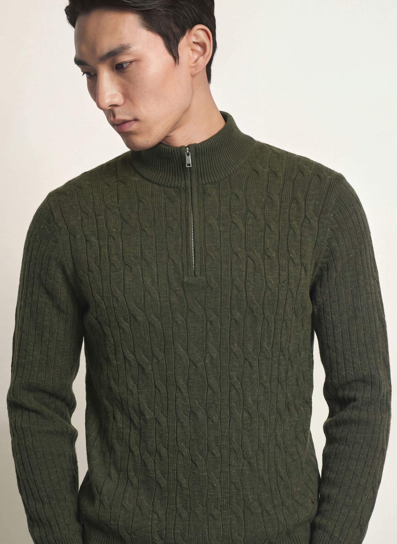 HACKETT LONDON Pulover cu guler înalt: VERDE ÎNCHIS