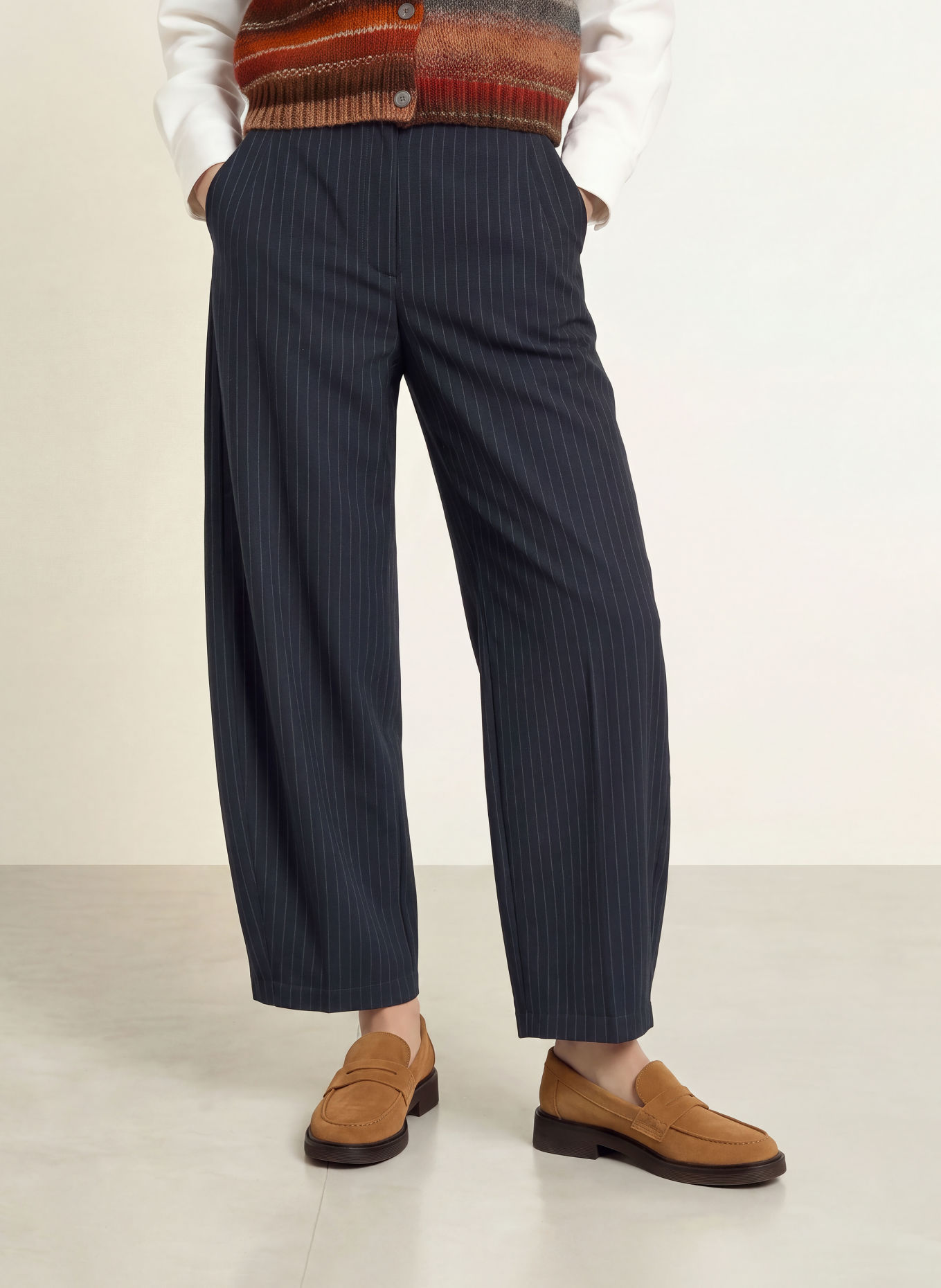 lollys laundry 7/8-length trousers BAMBUSLL: DARK BLUE / BLUE GRAY