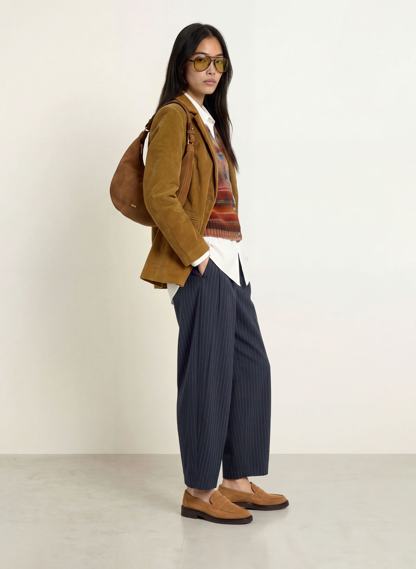 lollys laundry 7/8-length trousers BAMBUSLL: DARK BLUE / BLUE GRAY