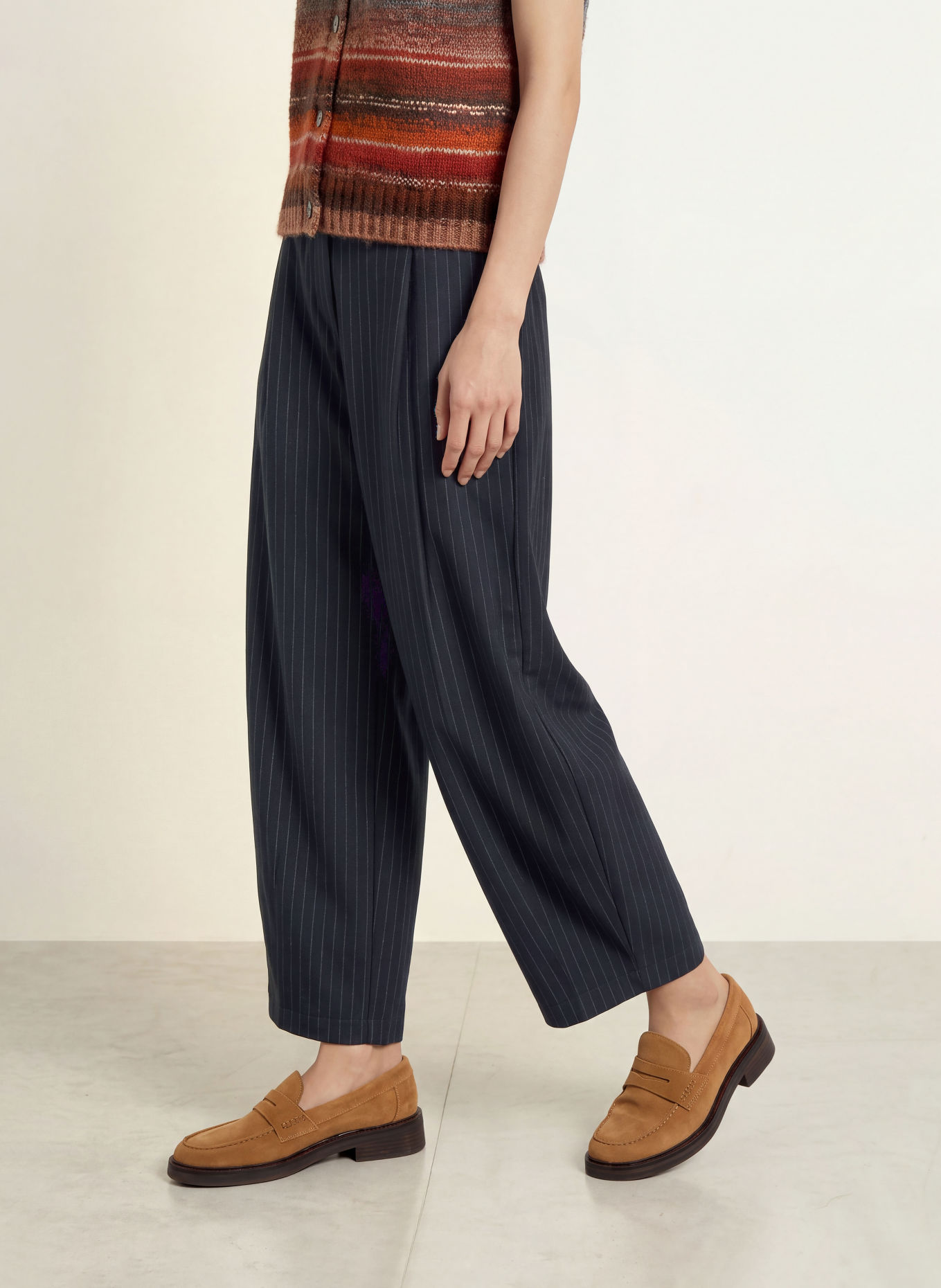 lollys laundry 7/8-length trousers BAMBUSLL: DARK BLUE / BLUE GRAY