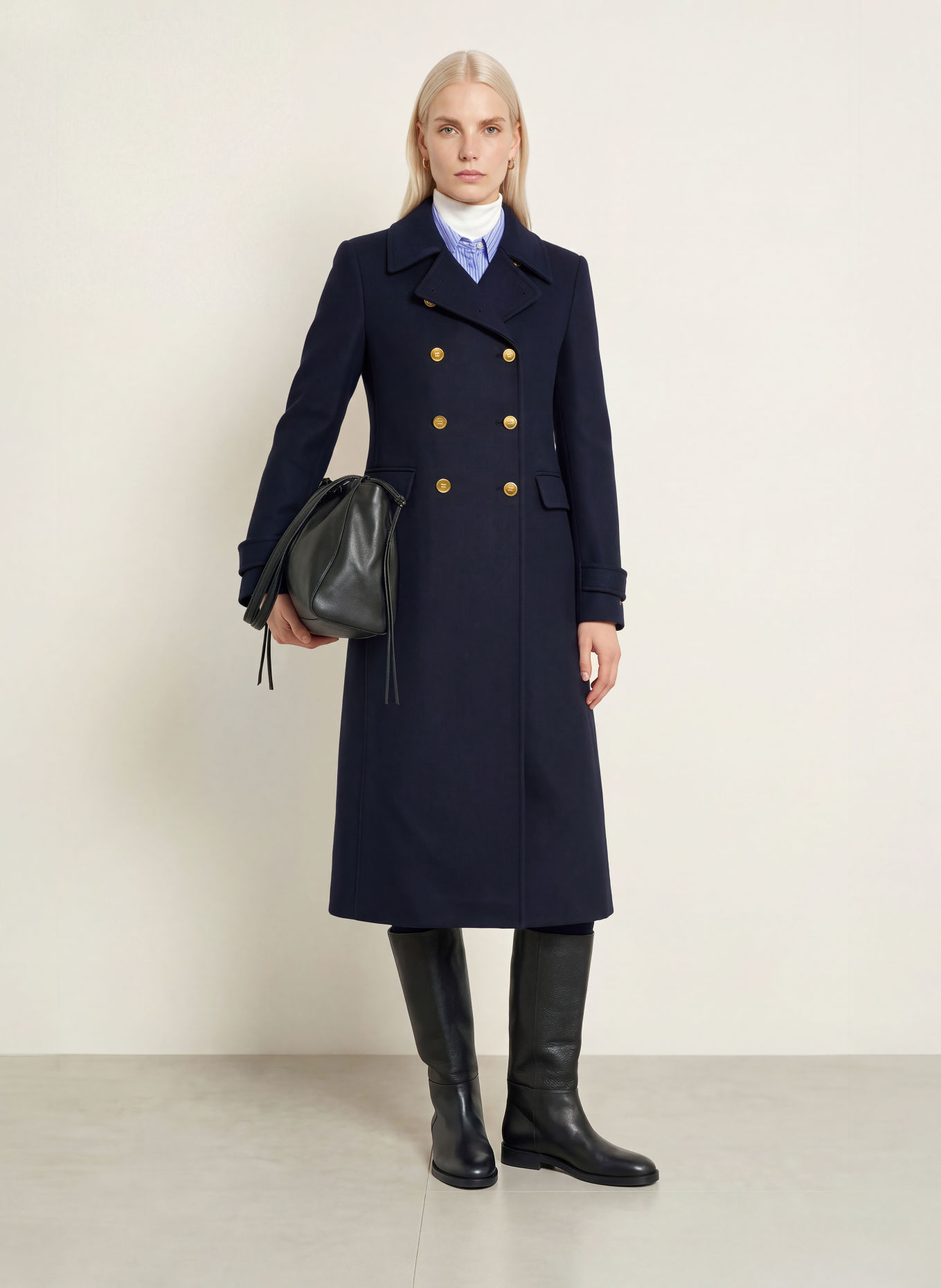 TOMMY HILFIGER Wool coat: DARK BLUE