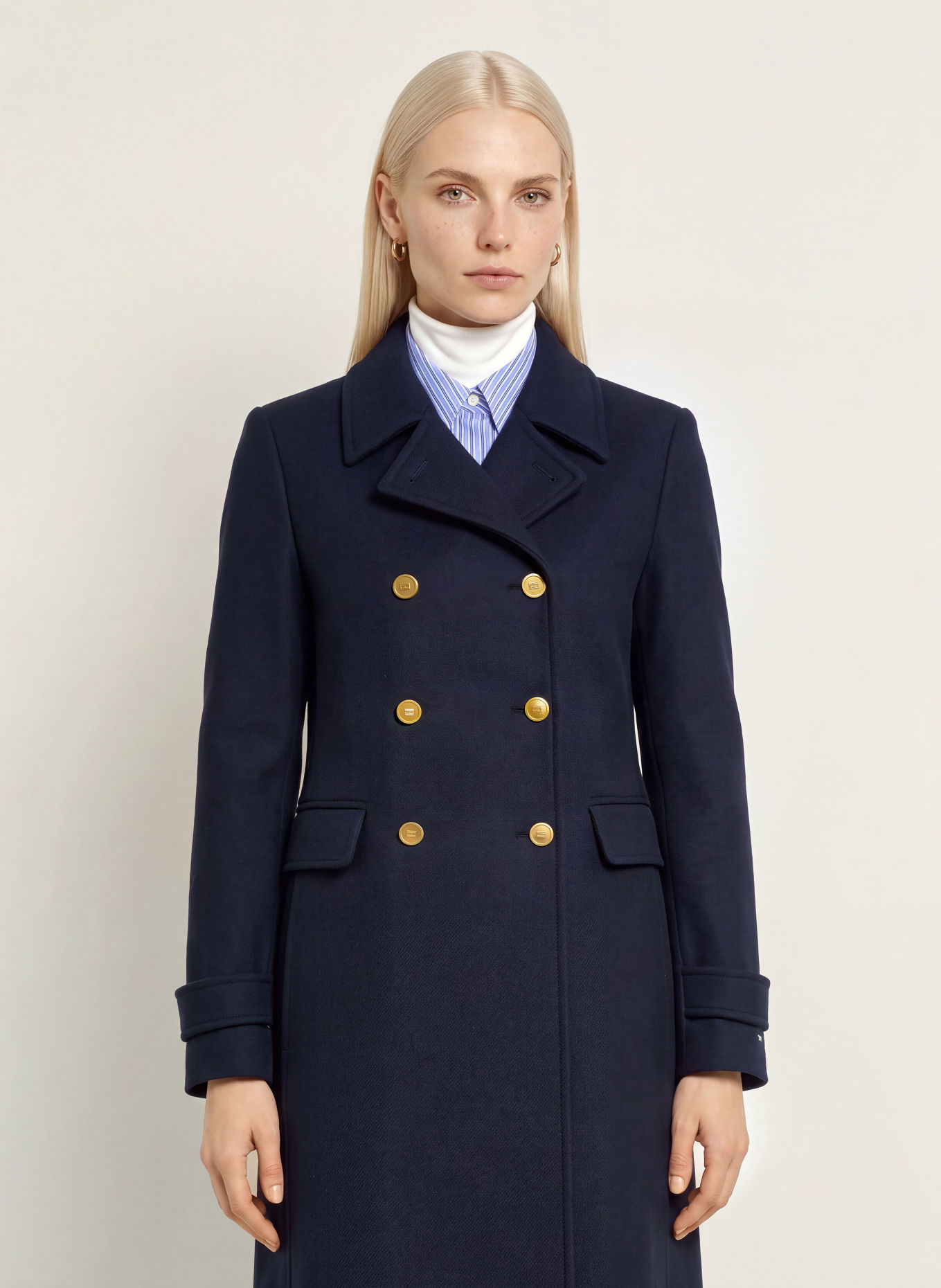 TOMMY HILFIGER Wool coat: DARK BLUE