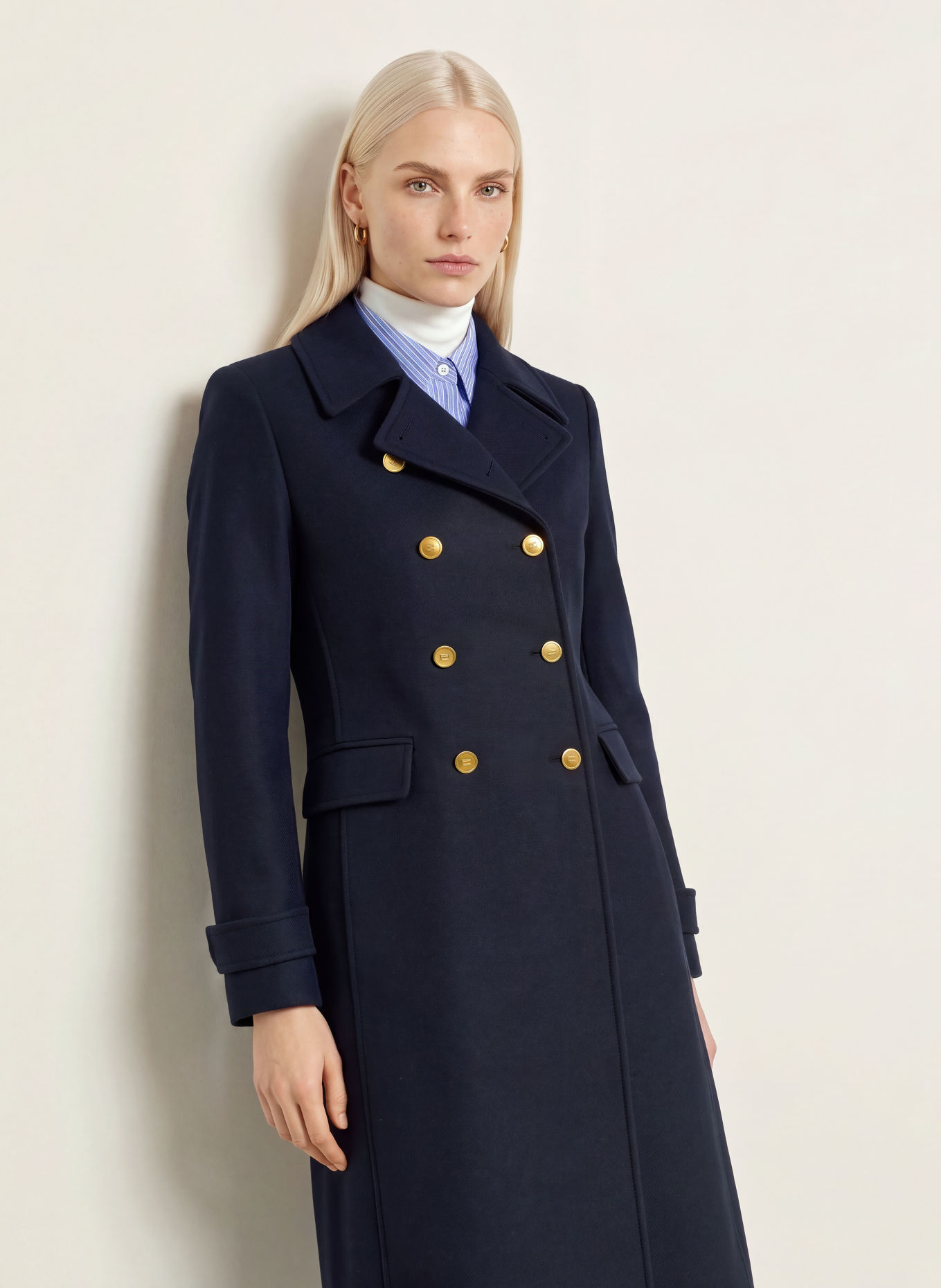 TOMMY HILFIGER Wool coat: DARK BLUE