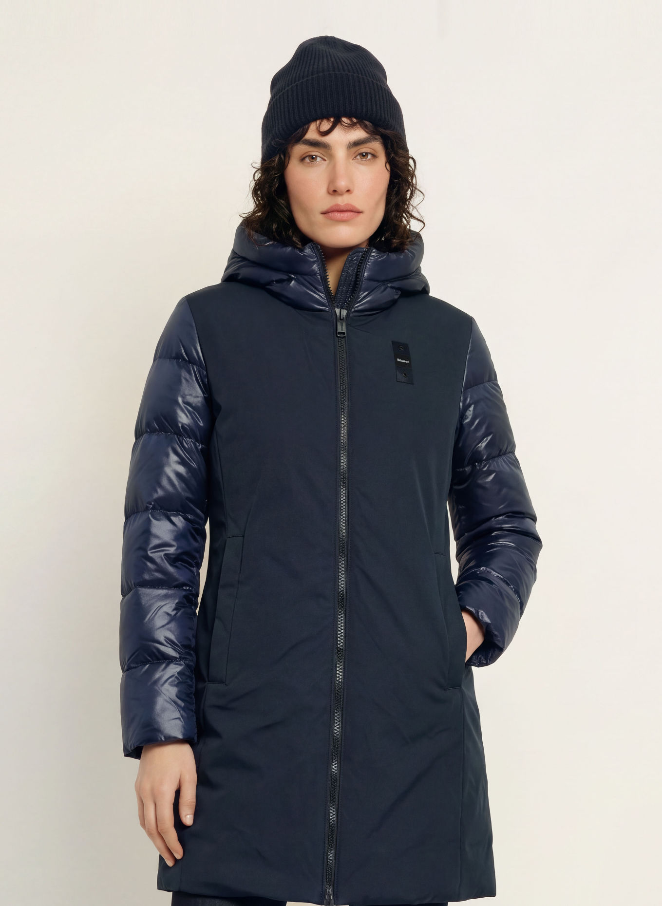 Blauer SAWYER Down coat in a Blend of Materials: DARK BLUE