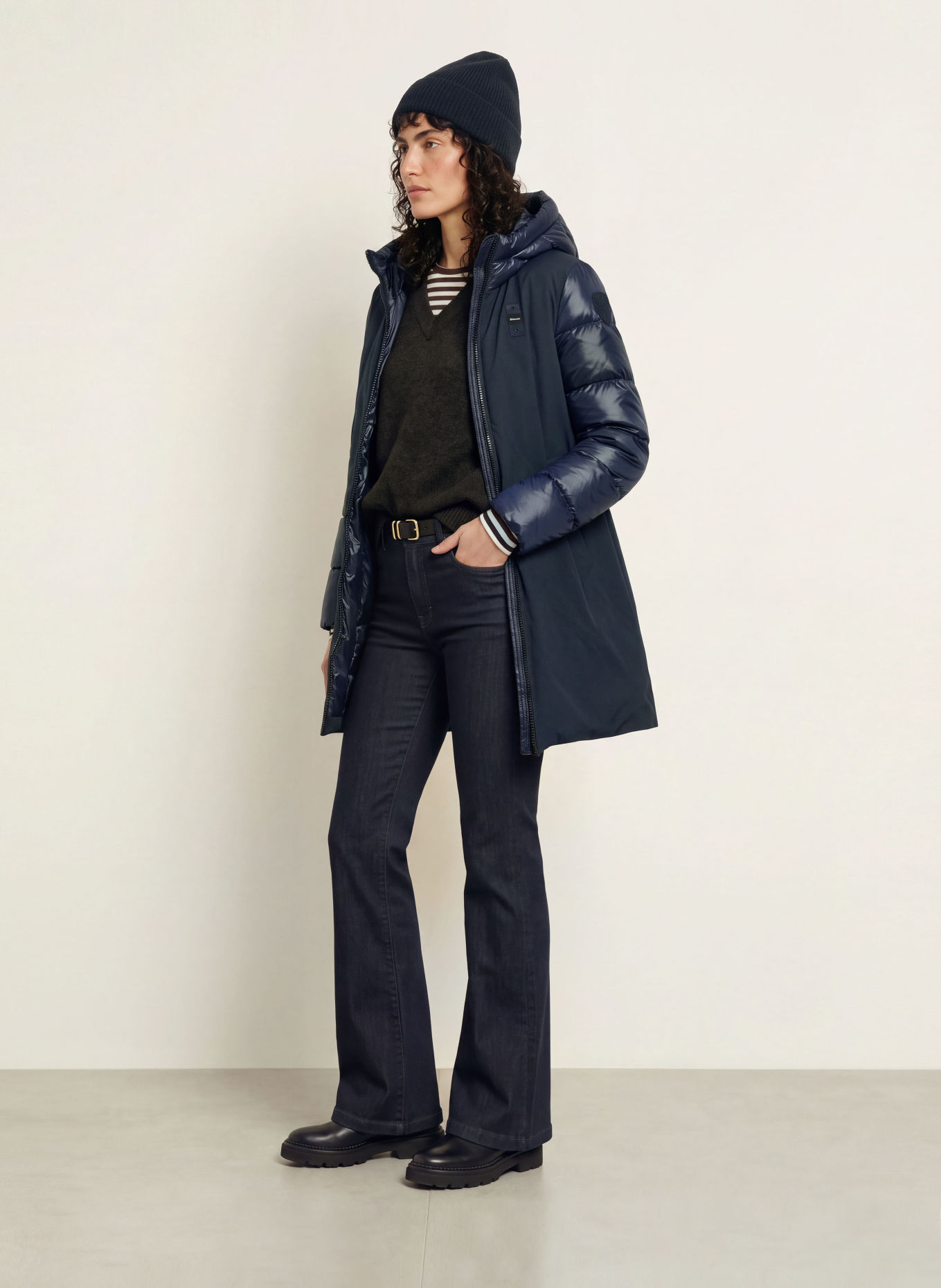 Blauer SAWYER Down coat in a Blend of Materials: DARK BLUE
