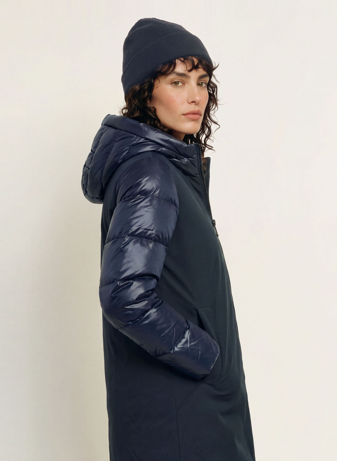 Blauer SAWYER Down coat in a Blend of Materials: DARK BLUE