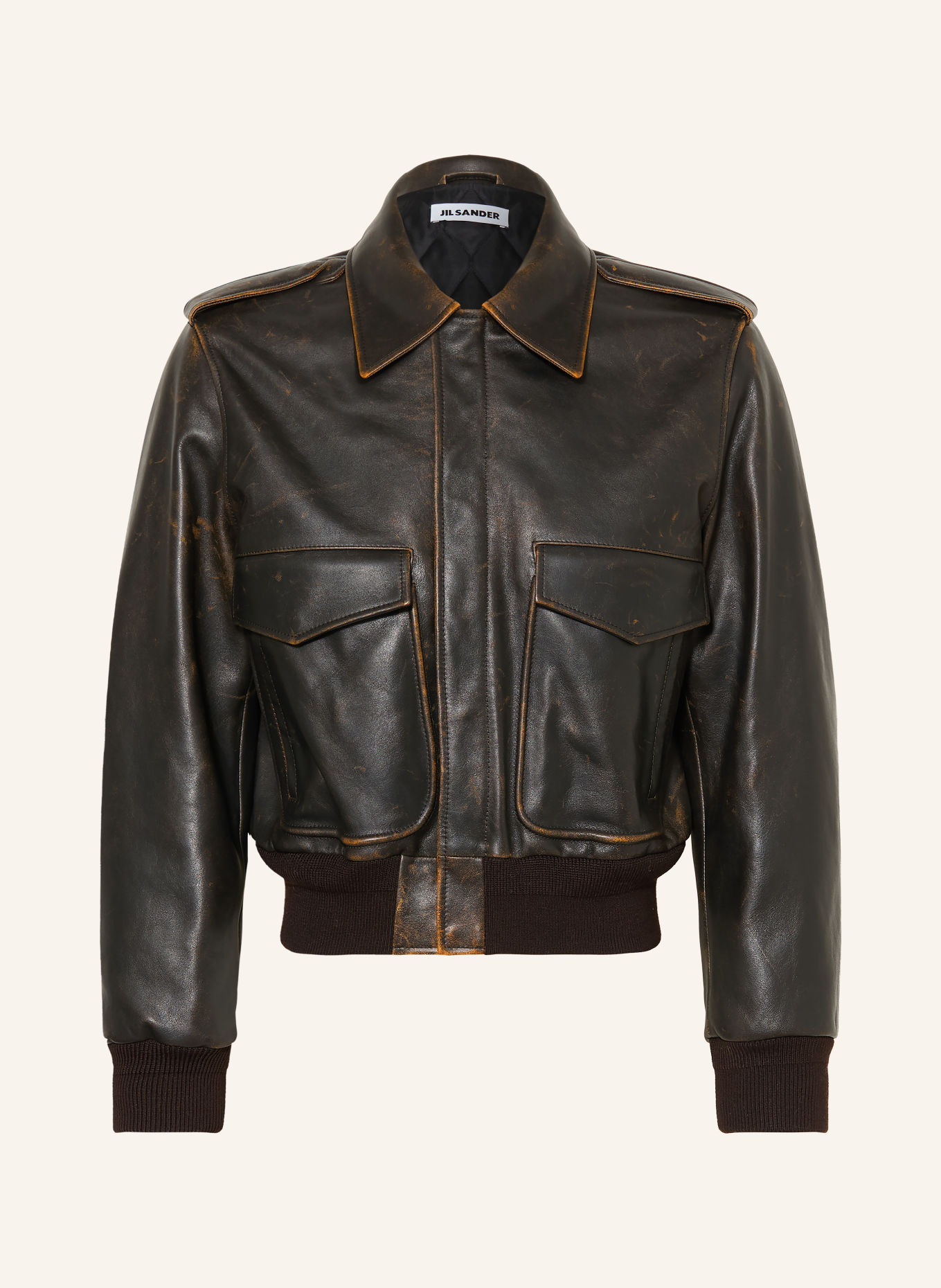 JIL SANDER Leather jacket: DARK BROWN