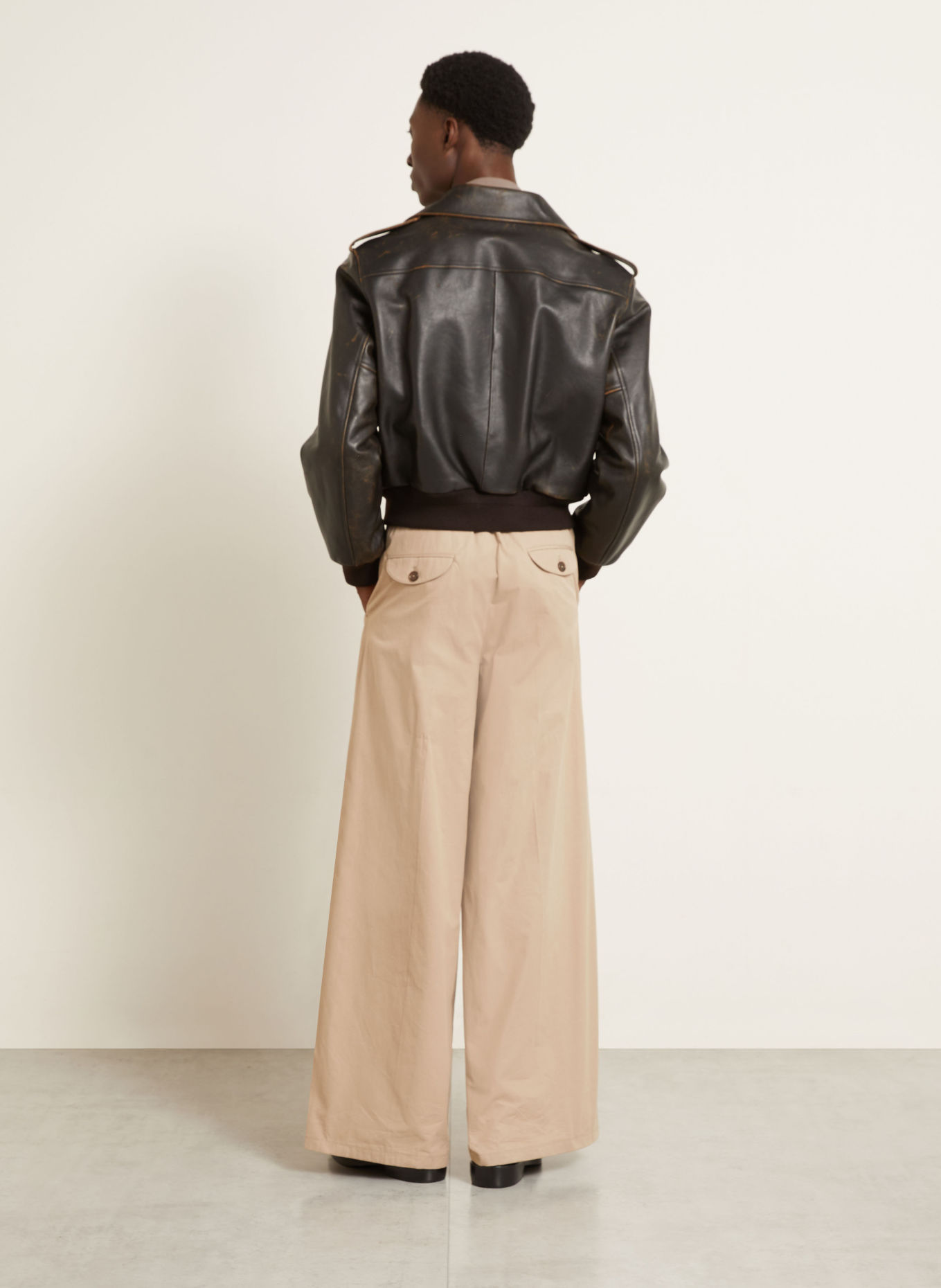JIL SANDER Leather jacket: DARK BROWN