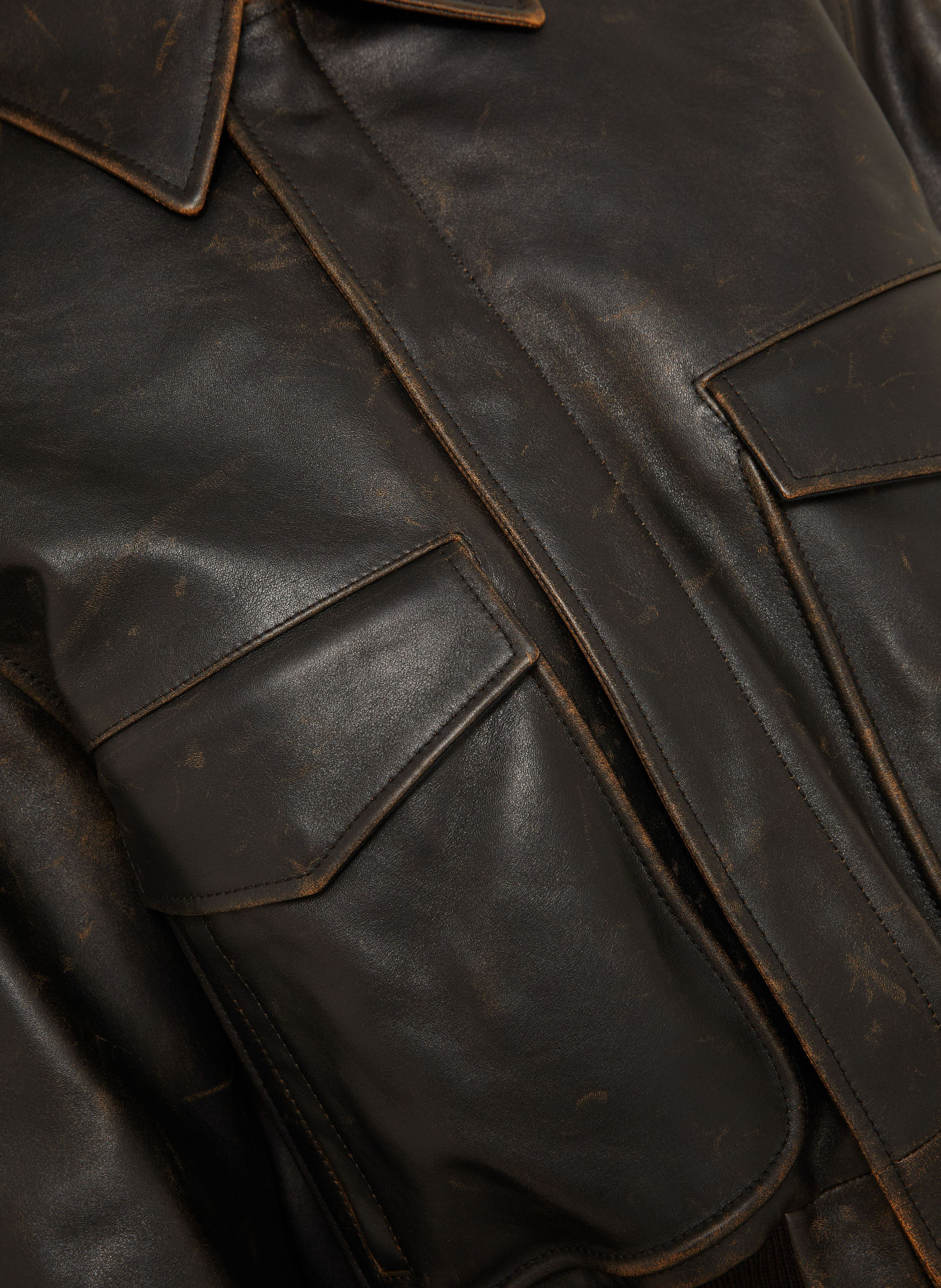 JIL SANDER Leather jacket: DARK BROWN