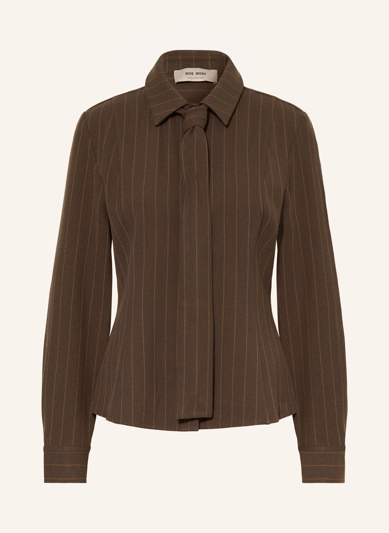 MOS MOSH Hemdbluse MMCALVI mit abnehmbarer Schluppe: BRAUN / BEIGE