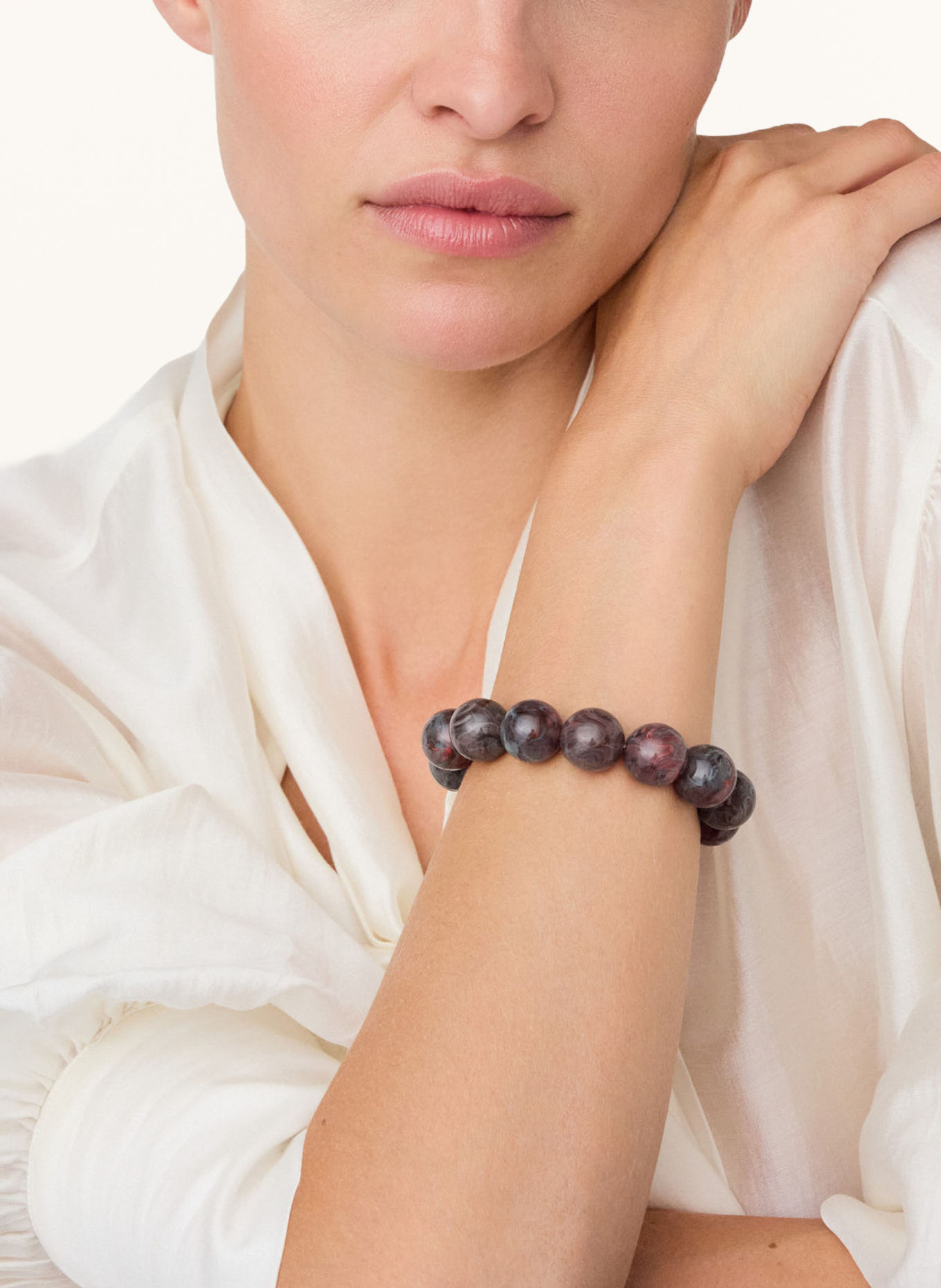 VANESSA BARONI BEADS FLEX Bracelet: DARK GRAY / GOLD