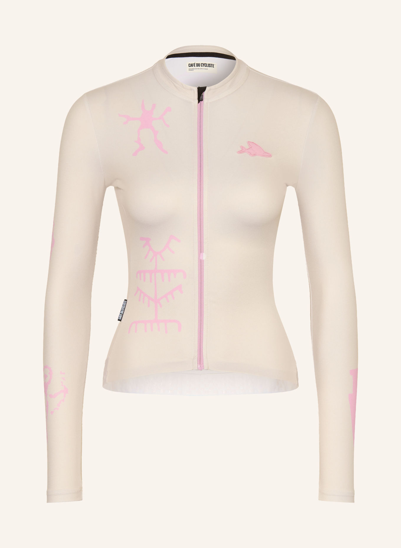 CAFÉ DU CYCLISTE Fietstricot CONSTANCE: LICHTGRIJS / ROZE