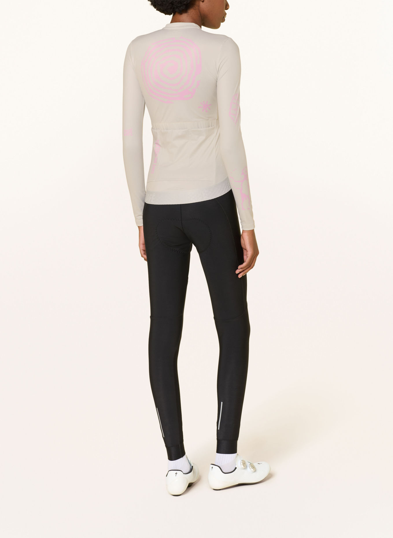 CAFÉ DU CYCLISTE Fietstricot CONSTANCE: LICHTGRIJS / ROZE