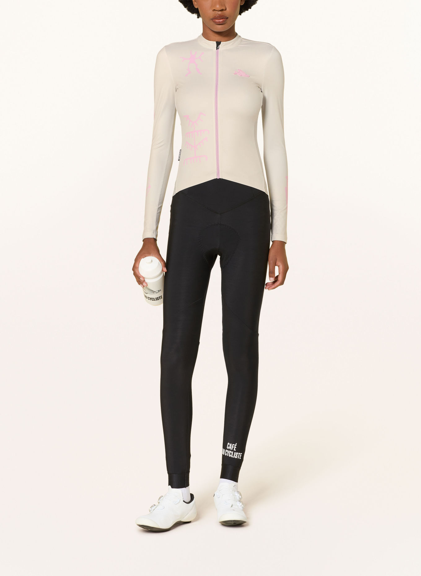 CAFÉ DU CYCLISTE Fietstricot CONSTANCE: LICHTGRIJS / ROZE