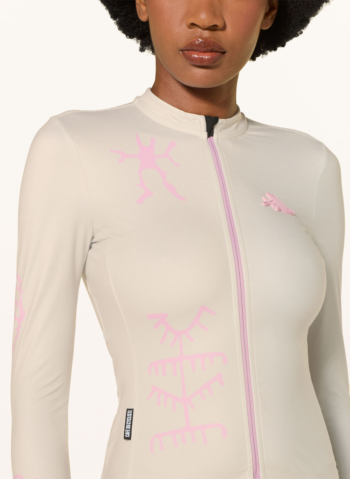 CAFÉ DU CYCLISTE Fietstricot CONSTANCE: LICHTGRIJS / ROZE