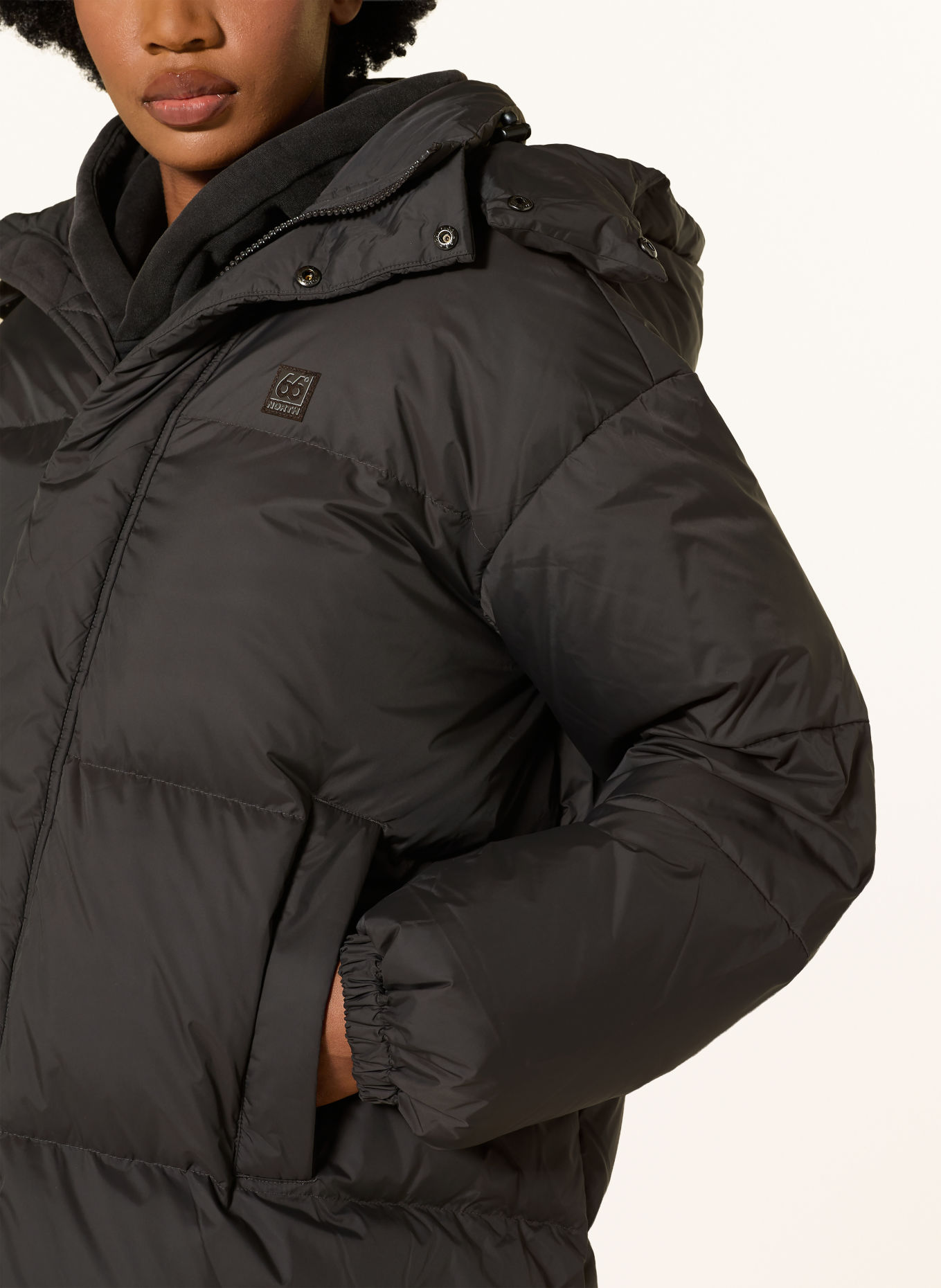 66°NORTH DYNGJA Down coat with Detachable Hood: DARK GRAY