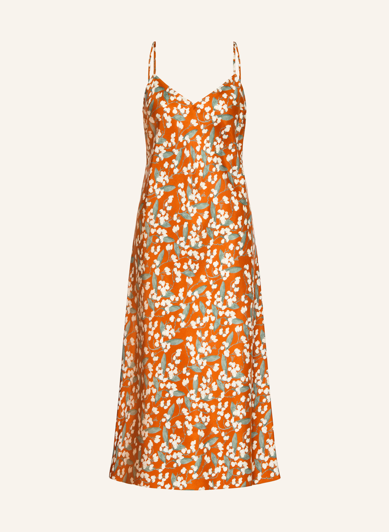 ERES CLARINE Silk Negligee: DARK ORANGE / CREAM / DARK GREEN