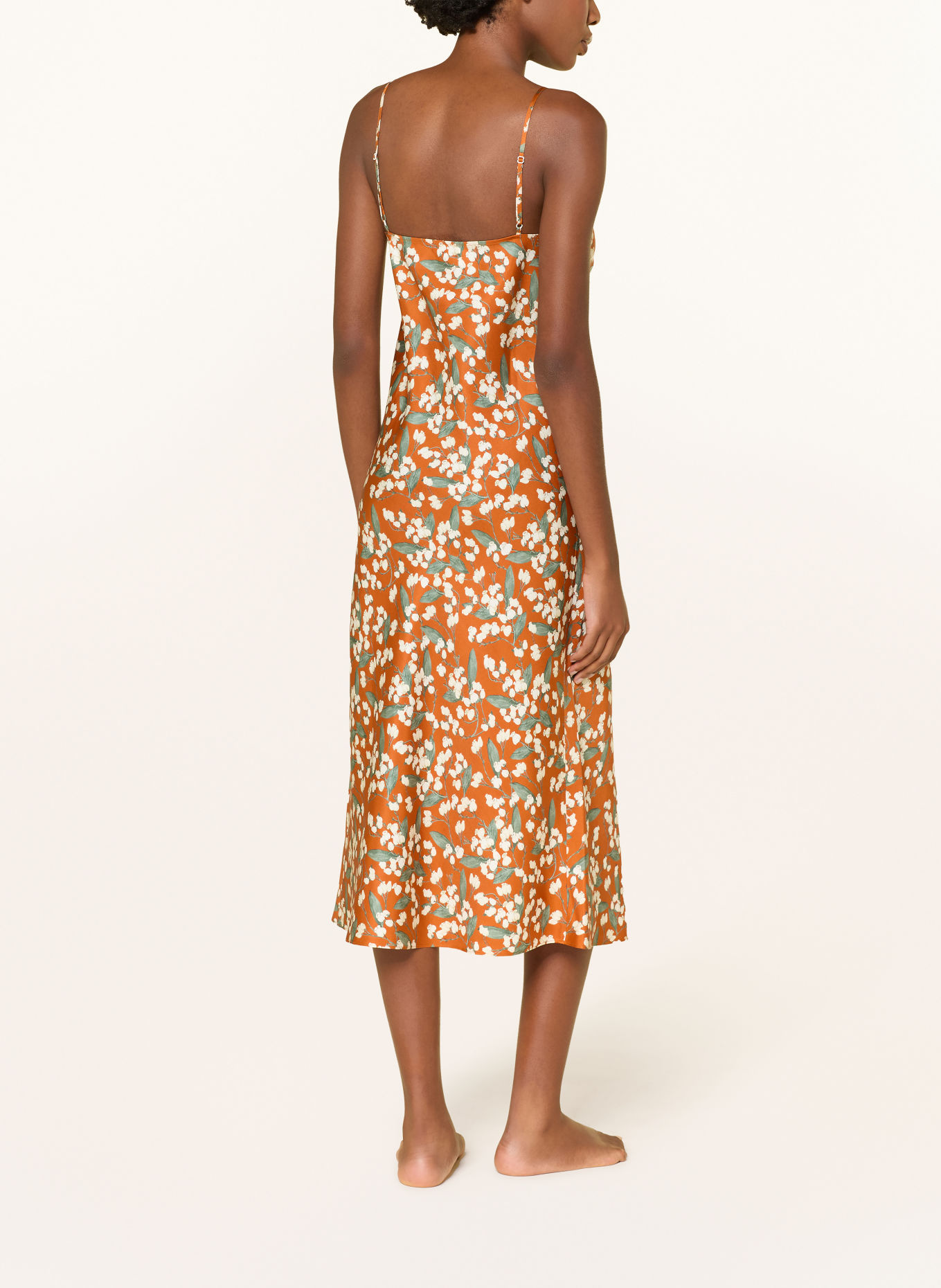ERES CLARINE Silk Negligee: DARK ORANGE / CREAM / DARK GREEN